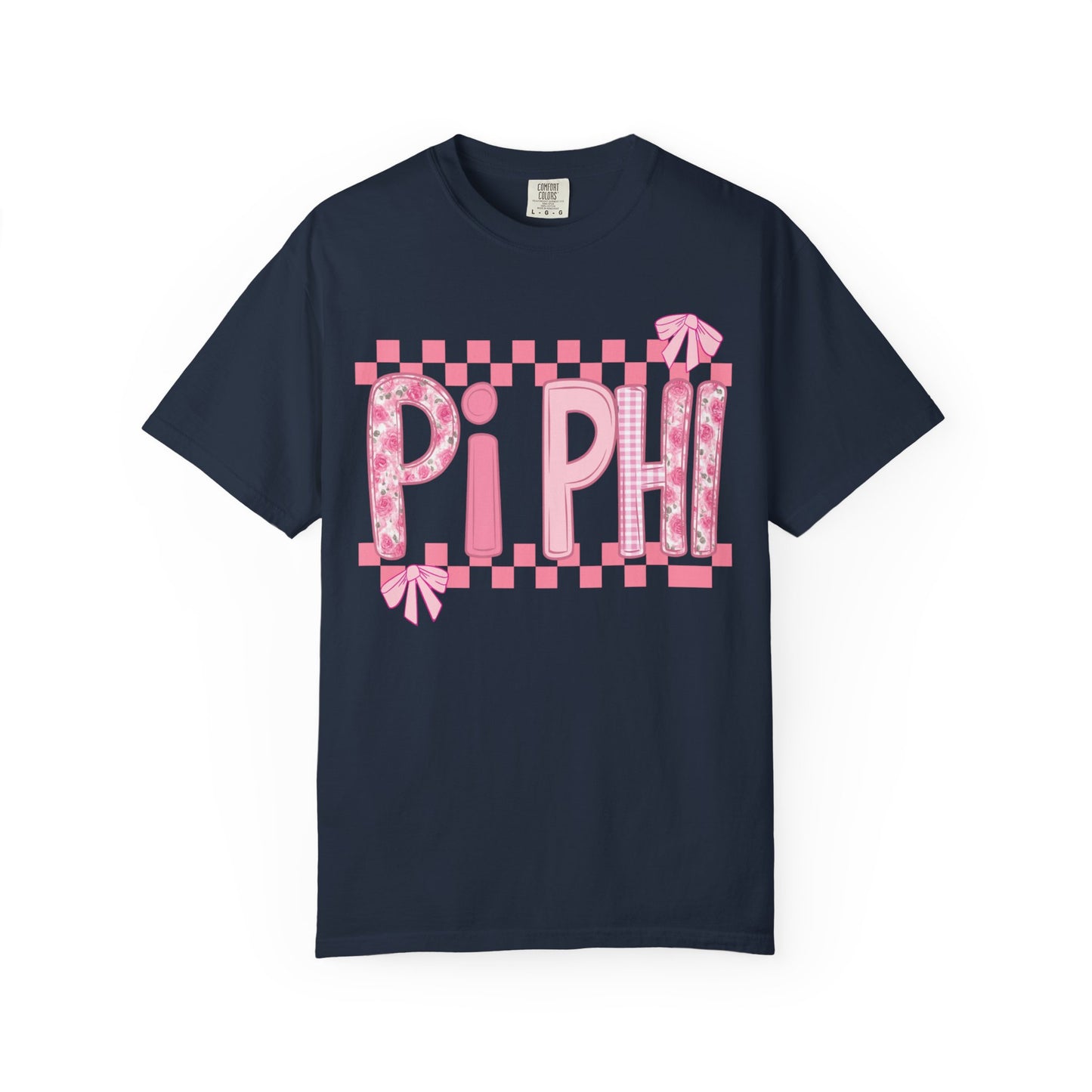 Cute Garment-Dyed T-Shirt for Sorority Sisters, Pi -Checked Style, Perfect for Casual Outings, Sorority Events, Gifts