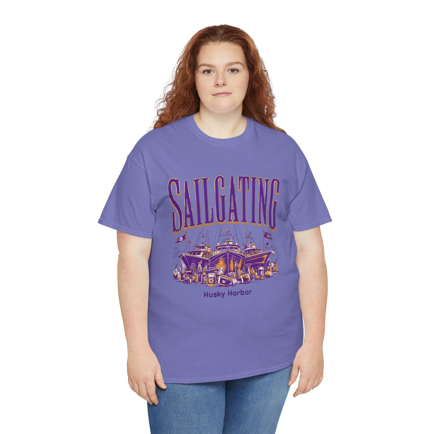 Sailgating Tee - Washington Huskies Unisex Heavy Cotton Shirt
