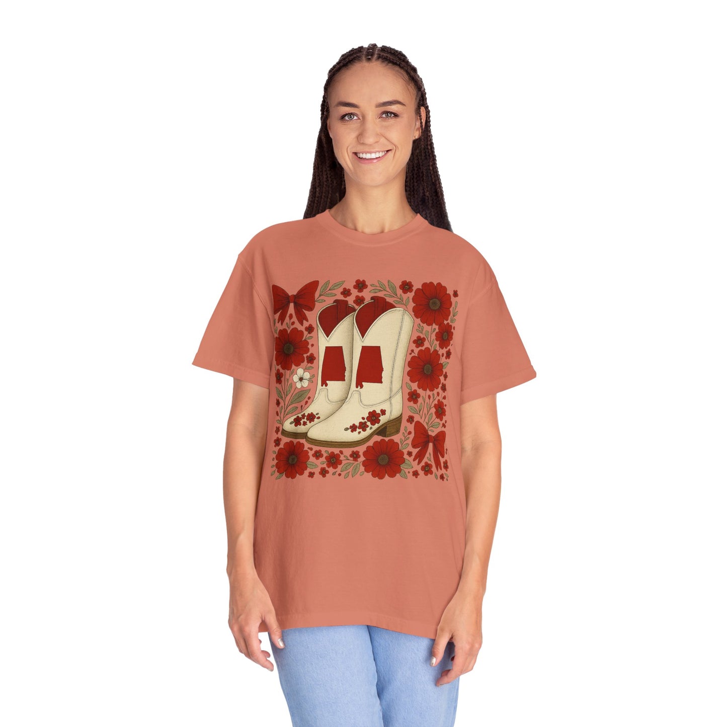 Vintage Cowboy Boots Floral Unisex T-shirt - Alabama Fan, Bama Game Day