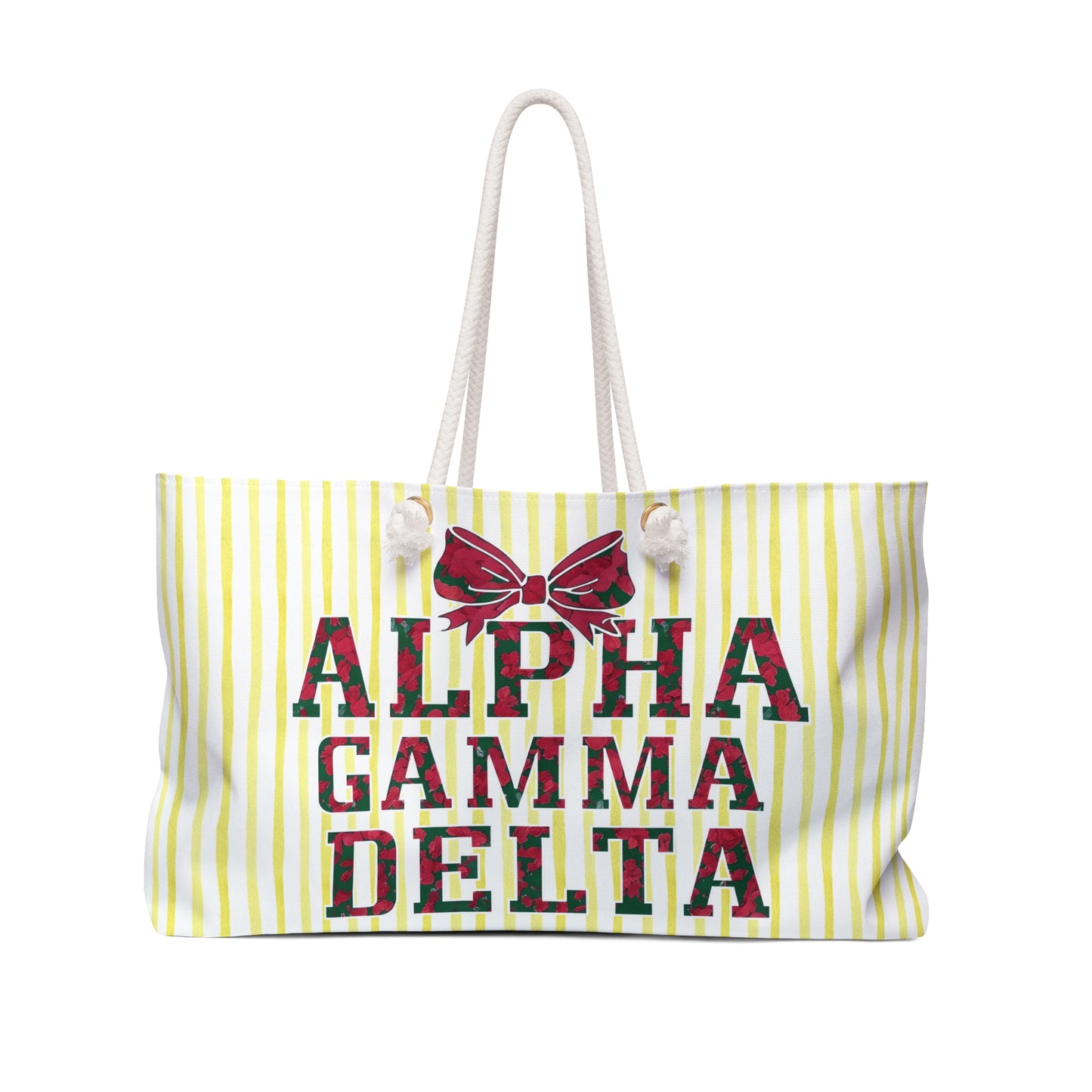 Cheerful Alpha Gamma Delta Weekender Bag, College Travel Tote, Sorority Gift, Stylish Luggage, Summer Beach Bag, Holiday Getaway