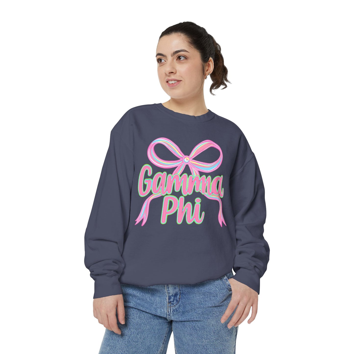 GammaPhi Garment-Dyed Sweatshirt | Cozy Sorority Sweatshirt, Unisex Apparel, Sorority Gift, Casual Wear, College Spirit Wear