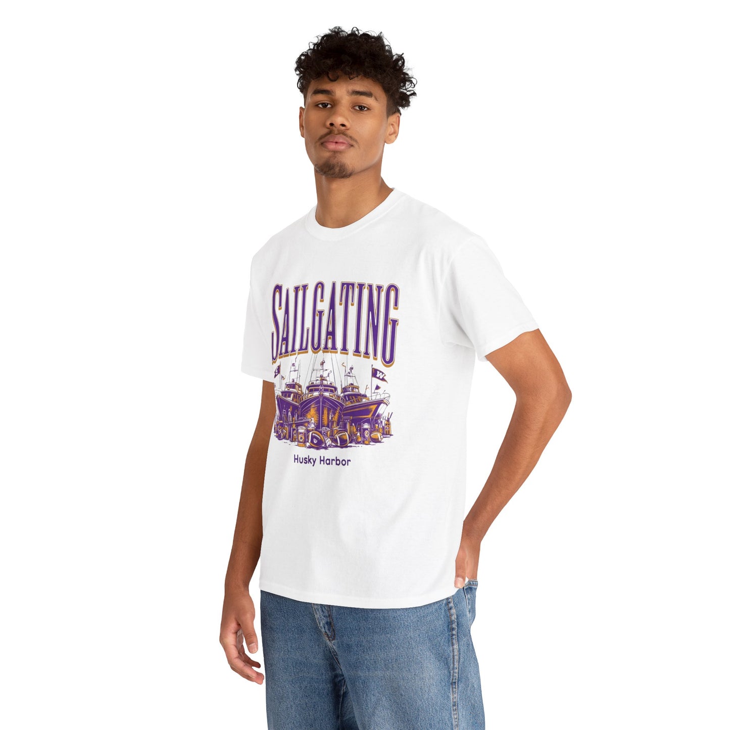 Sailgating Tee - Washington Huskies Unisex Heavy Cotton Shirt