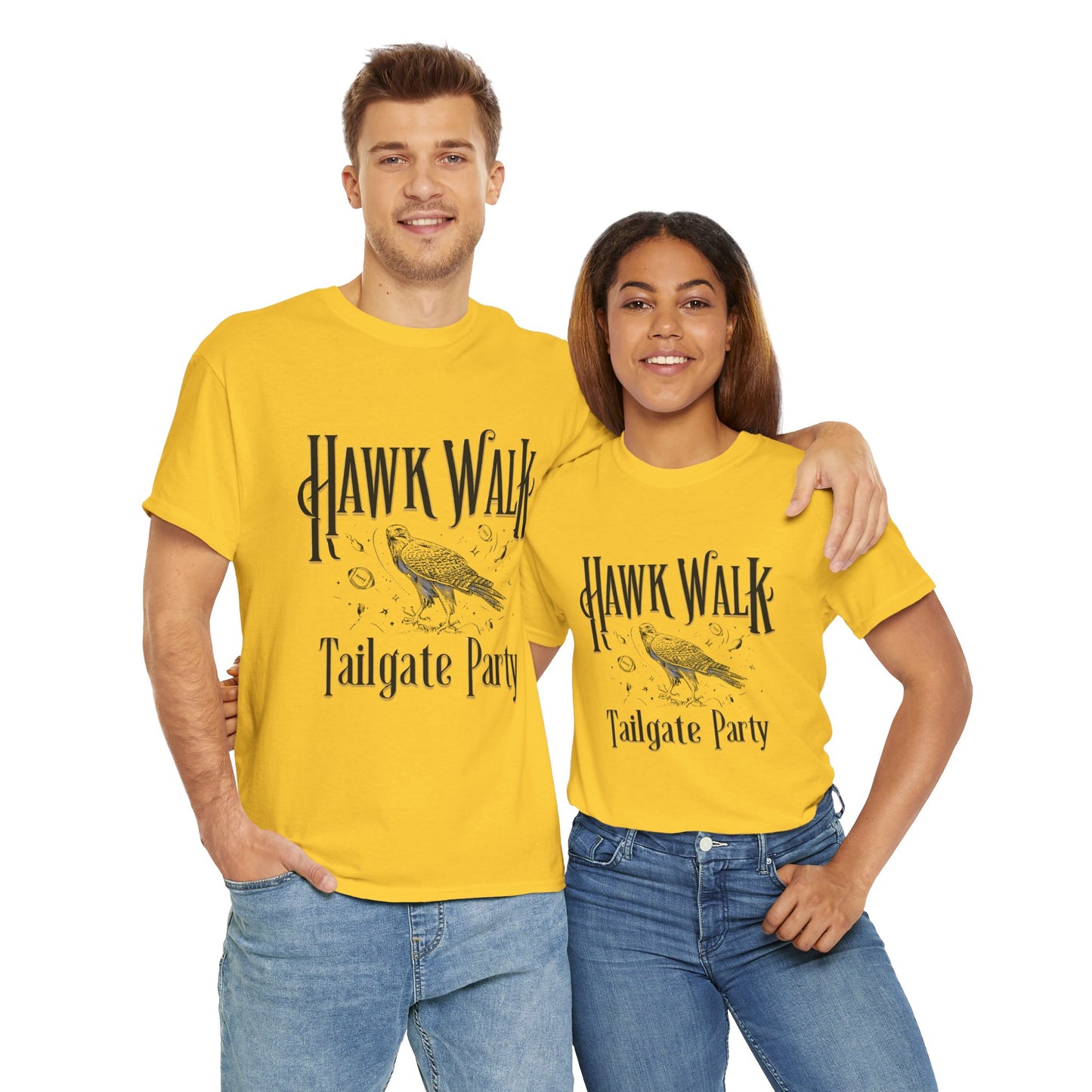 Hawk Walk Tailgate Tee, Unisex Cotton Shirt, Outdoor Event T-Shirt, Festival Wear, Bird Lover Gift, Sports Gathering Apparel
