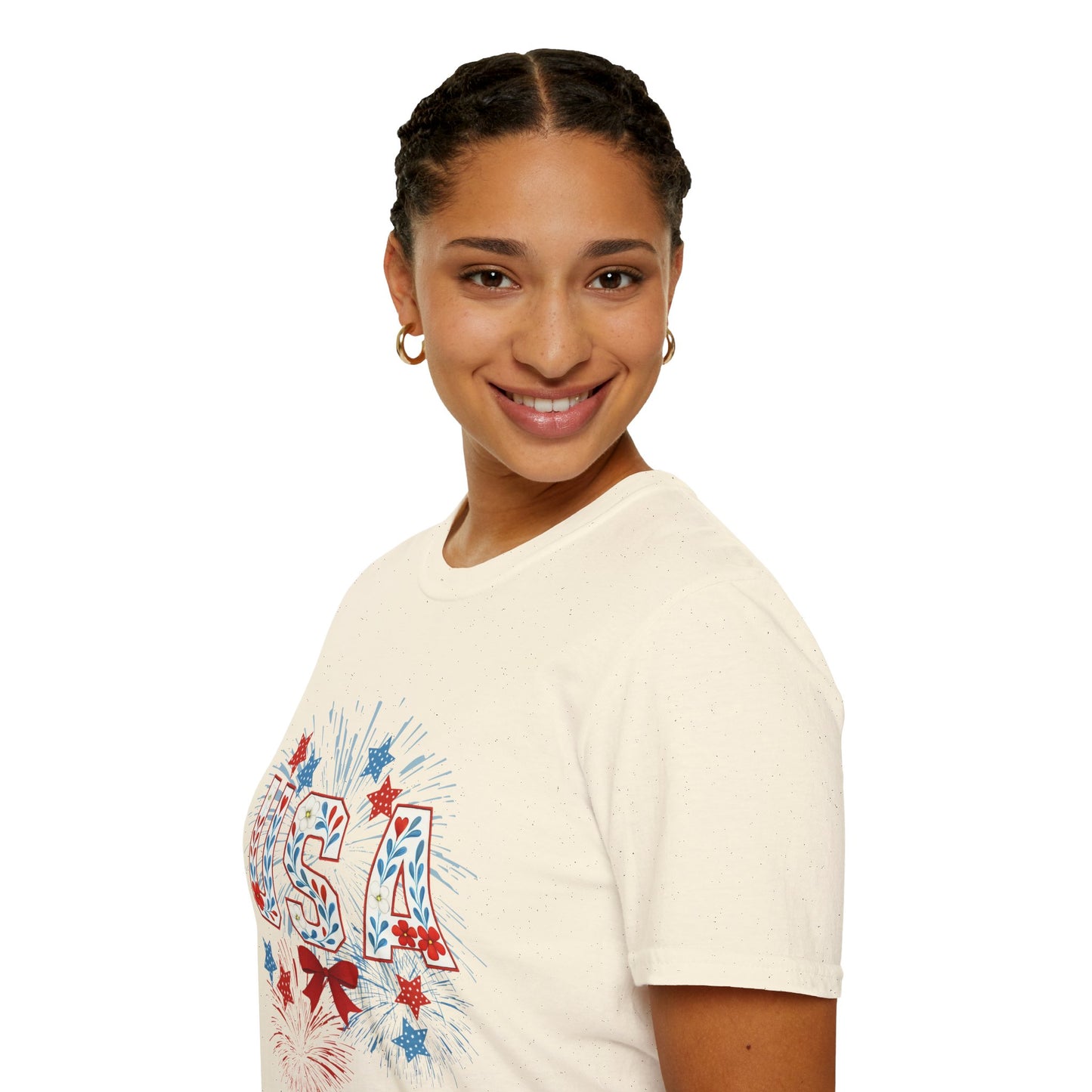 Patriotic USA Fireworks T-Shirt, 4th of July Tee, Unisex Graphic Shirt, Independence Day Apparel, Stars and Stripes Clothing