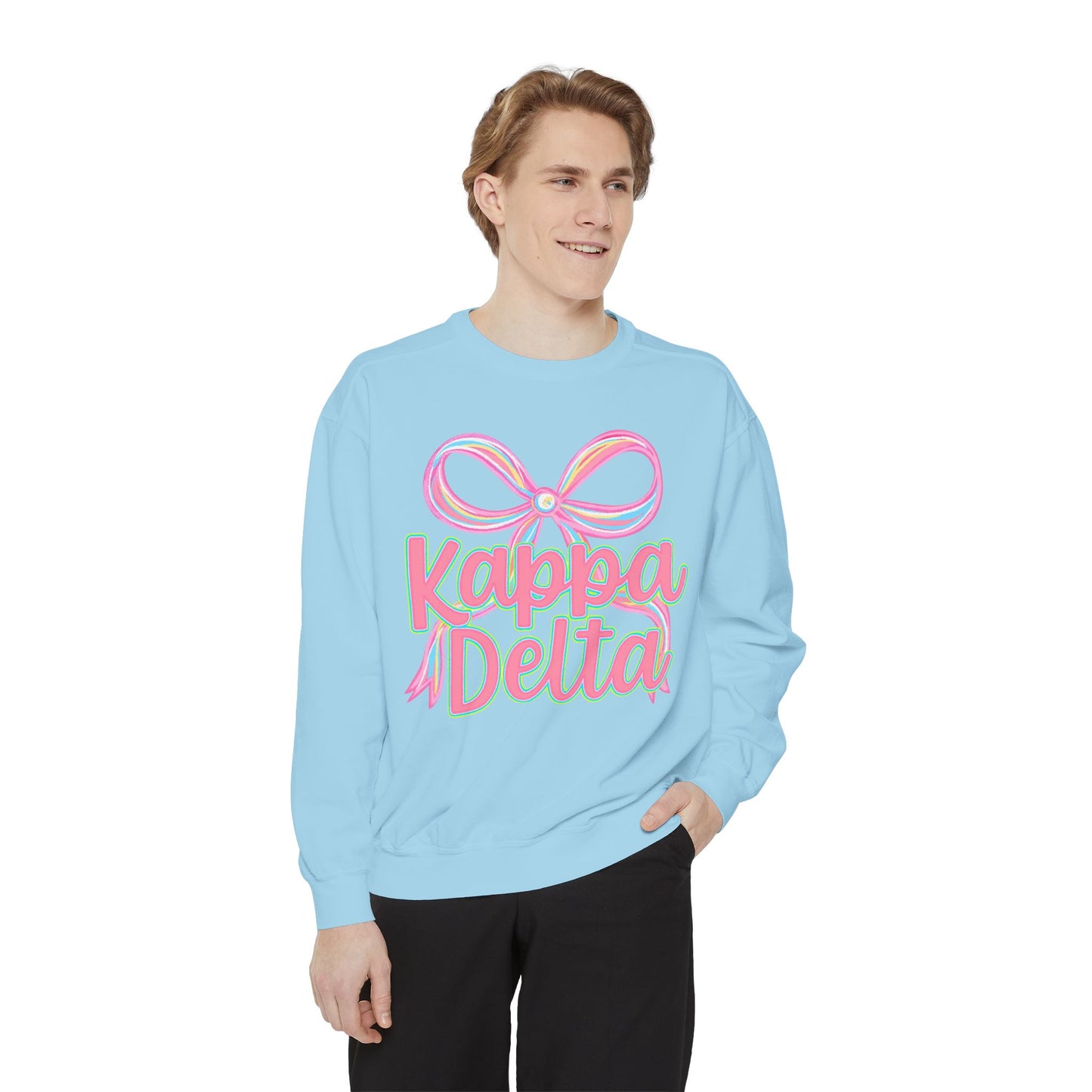 KD Comfort Colors Garment-Dyed Sweatshirt, Sorority Apparel, Cozy Gift, College Sweatshirt, Valentine's Day Gift, Customizable Sweater