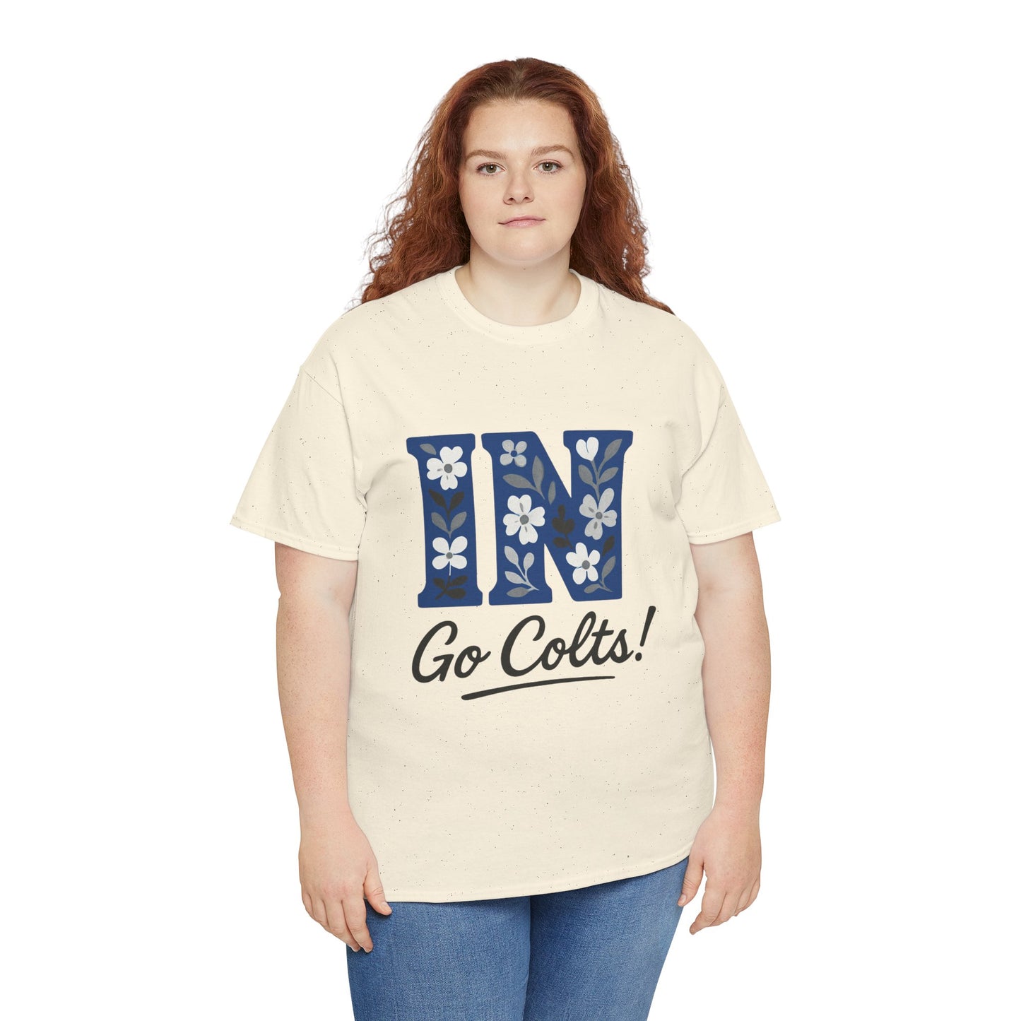 Floral Colts Tee | Unisex Heavy Cotton Tee for Sports Fans, Indiana Pride