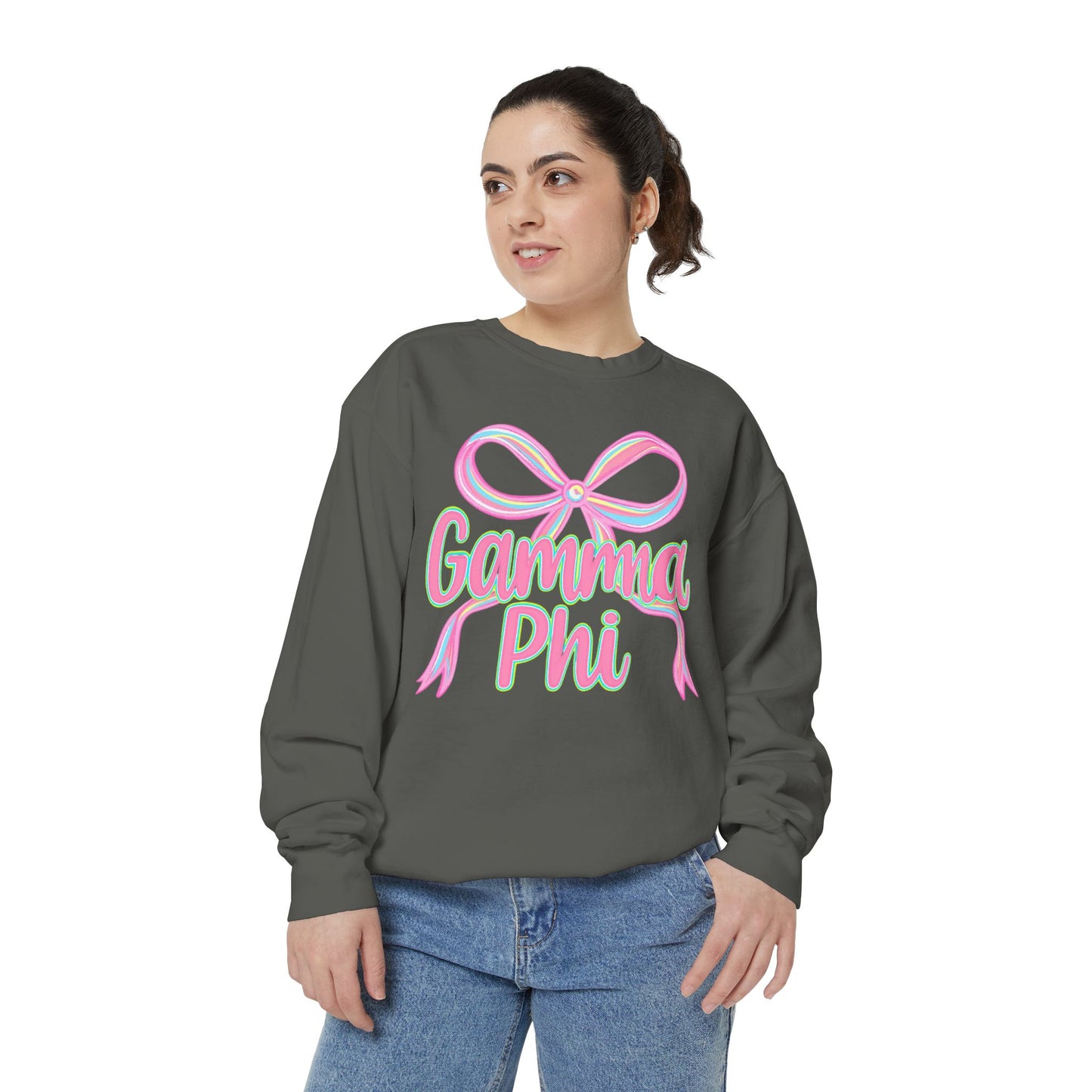 GammaPhi Garment-Dyed Sweatshirt | Cozy Sorority Sweatshirt, Unisex Apparel, Sorority Gift, Casual Wear, College Spirit Wear