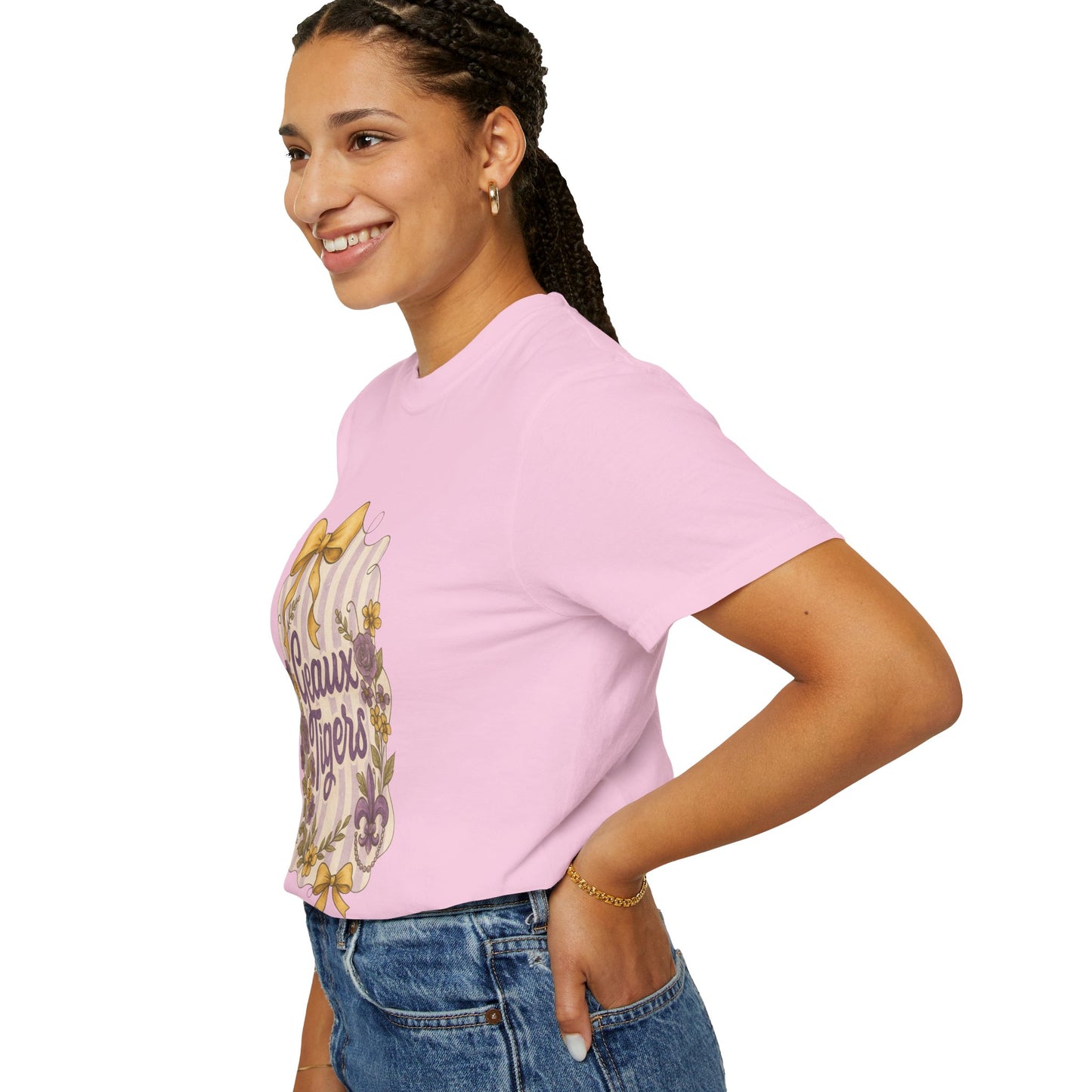 Geaux Tigers Floral T-Shirt, Unisex Casual Tee, Game Day Apparel, Spring Outfit, LSU Fan Gear