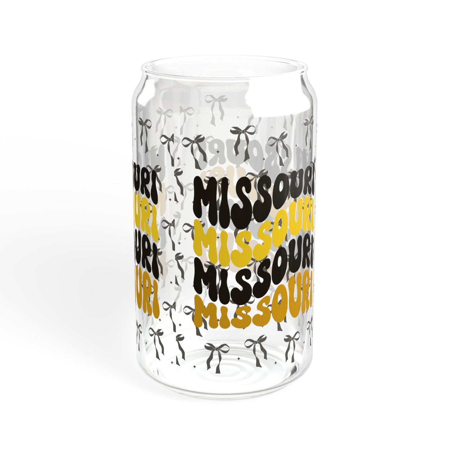 Coquette Bow Sipper Glass, Missouri-themed Drinkware, Eco-friendly Glass with Bamboo Lid, Perfect for Gifts, missouri tigers, missouri game day, graduation gift