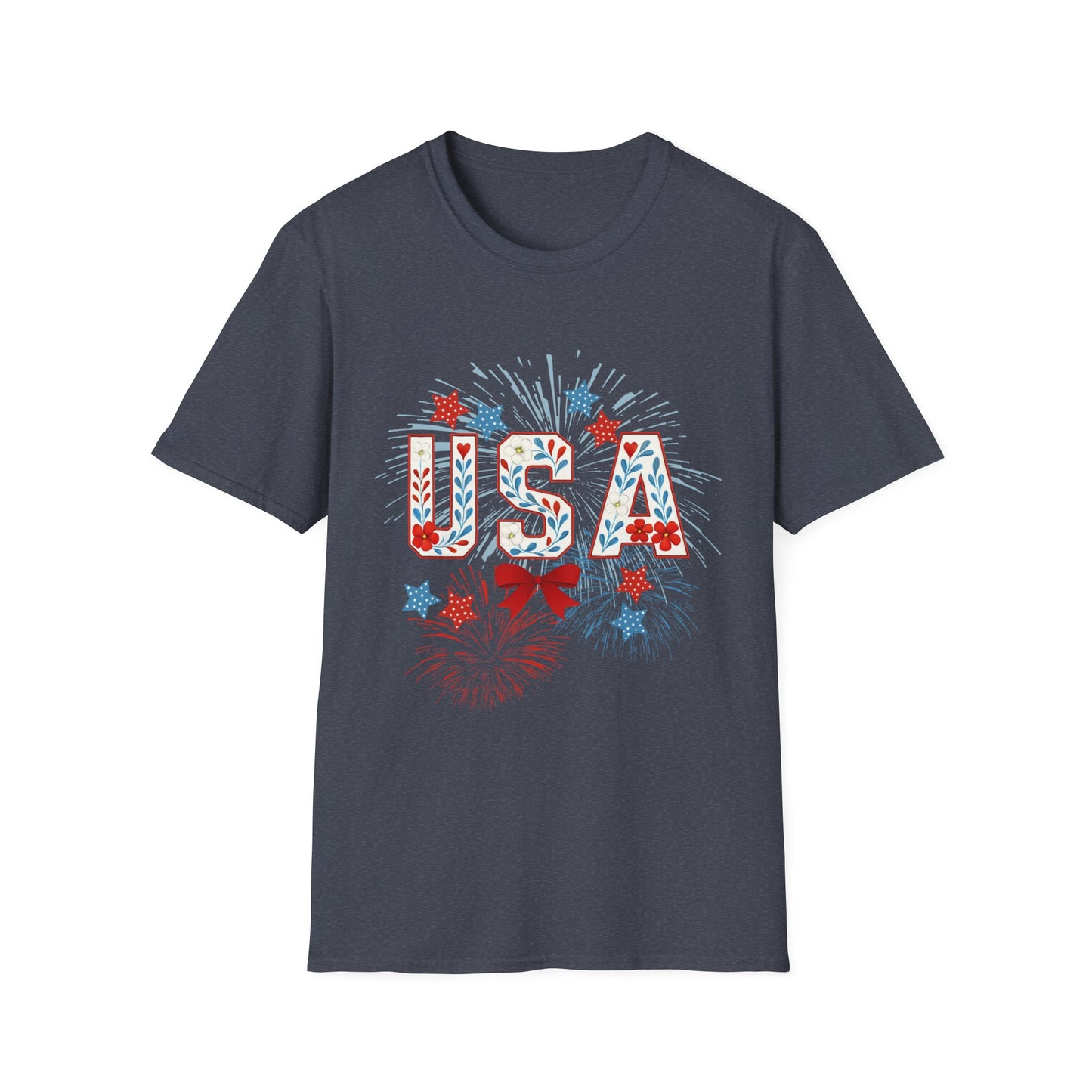 Patriotic USA Fireworks T-Shirt, 4th of July Tee, Unisex Graphic Shirt, Independence Day Apparel, Stars and Stripes Clothing