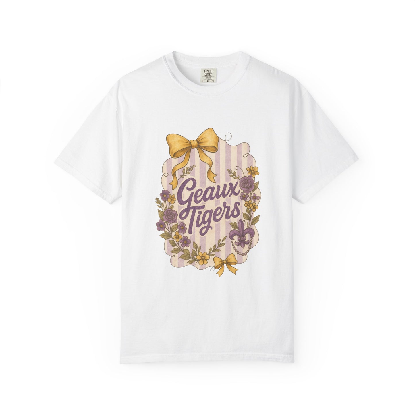 Geaux Tigers Floral T-Shirt, Unisex Casual Tee, Game Day Apparel, Spring Outfit, LSU Fan Gear