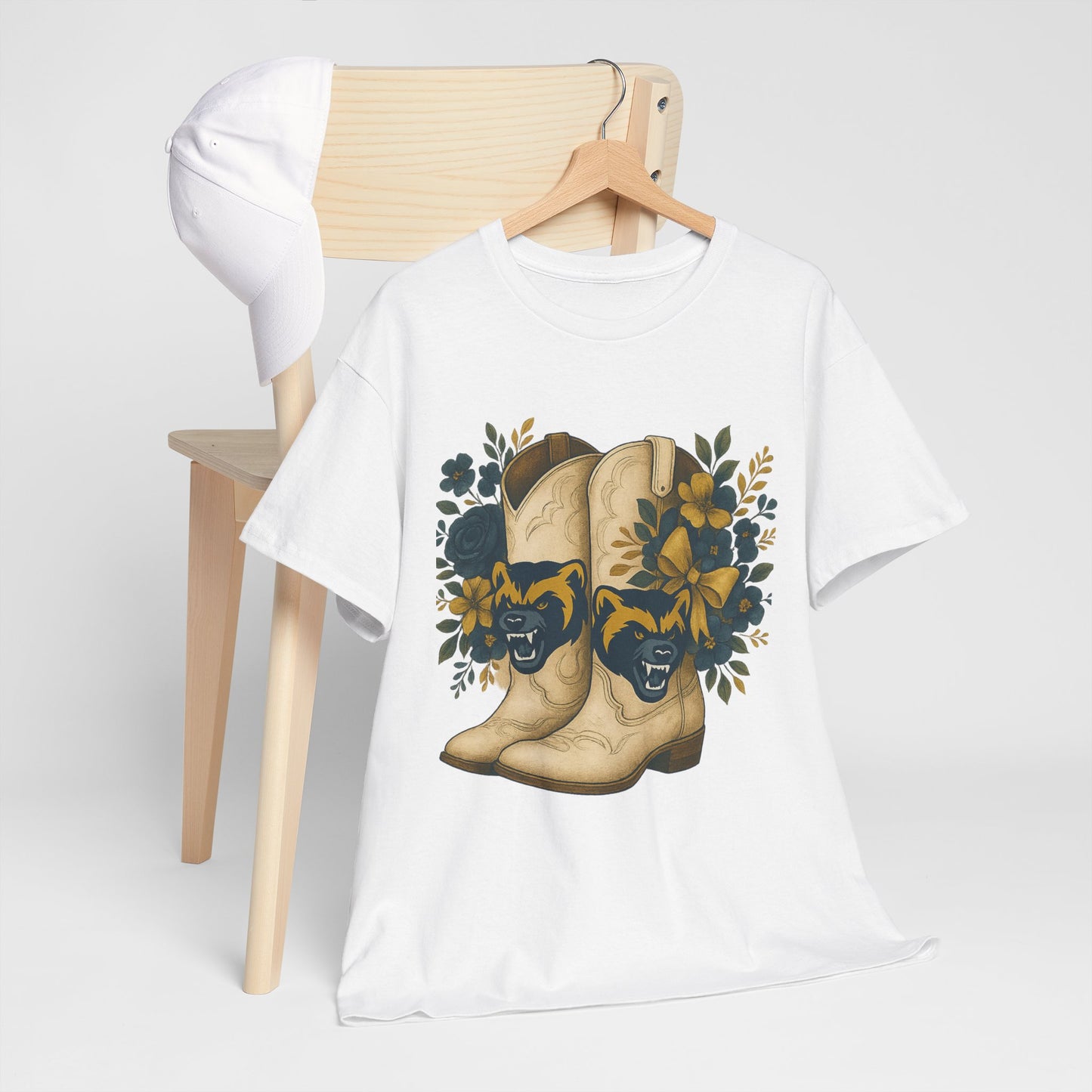 Graphic Tee - Michigan Wolverines Maize and Blue Country Chic Floral Cowboy Boots Vintage Style Shirt