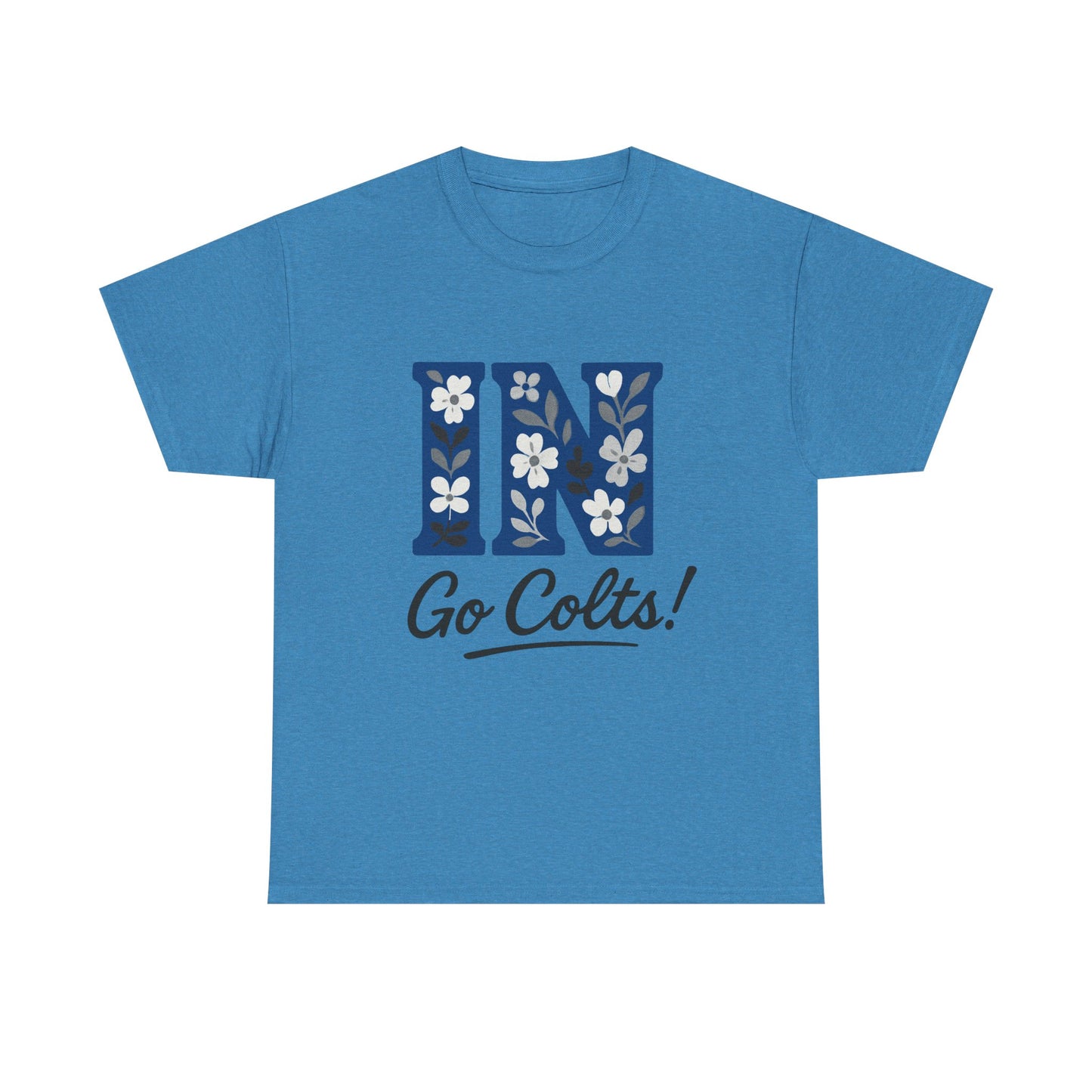 Floral Colts Tee | Unisex Heavy Cotton Tee for Sports Fans, Indiana Pride