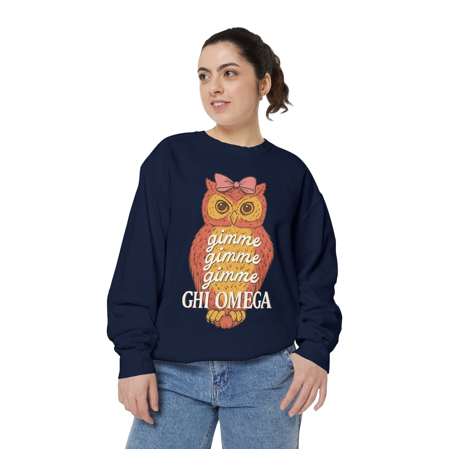 Gimme Gimme Owl Sweatshirt, Unisex Sweatshirt, Sorority Apparel, Cute Owl Design, Cozy Gift, College Sweatshirt