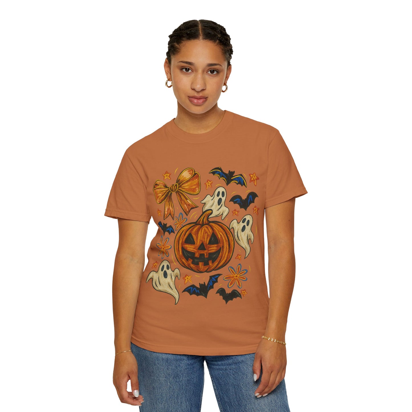 Halloween Ghost & Pumpkin T-shirt, Spooky Season Shirt, Fall Tee, Unisex Halloween Apparel, Ghostly Graphic Tee, Pumpkin Graphic Shirt