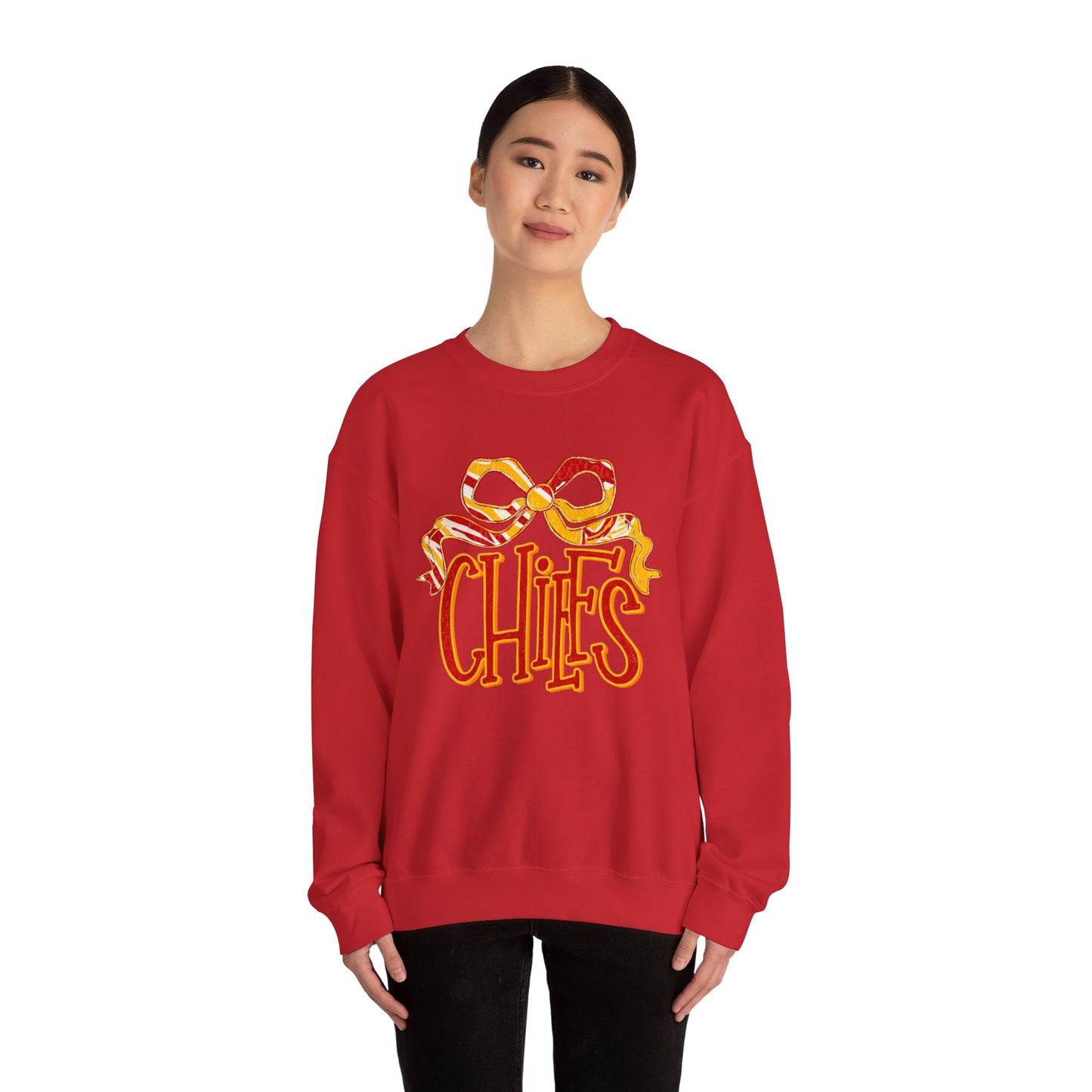Chic Bow Design Unisex Sweatshirt, Cozy Fall Apparel, Holiday Gift, Casual Wear, Comfortable Style, Unique Sweatshirt