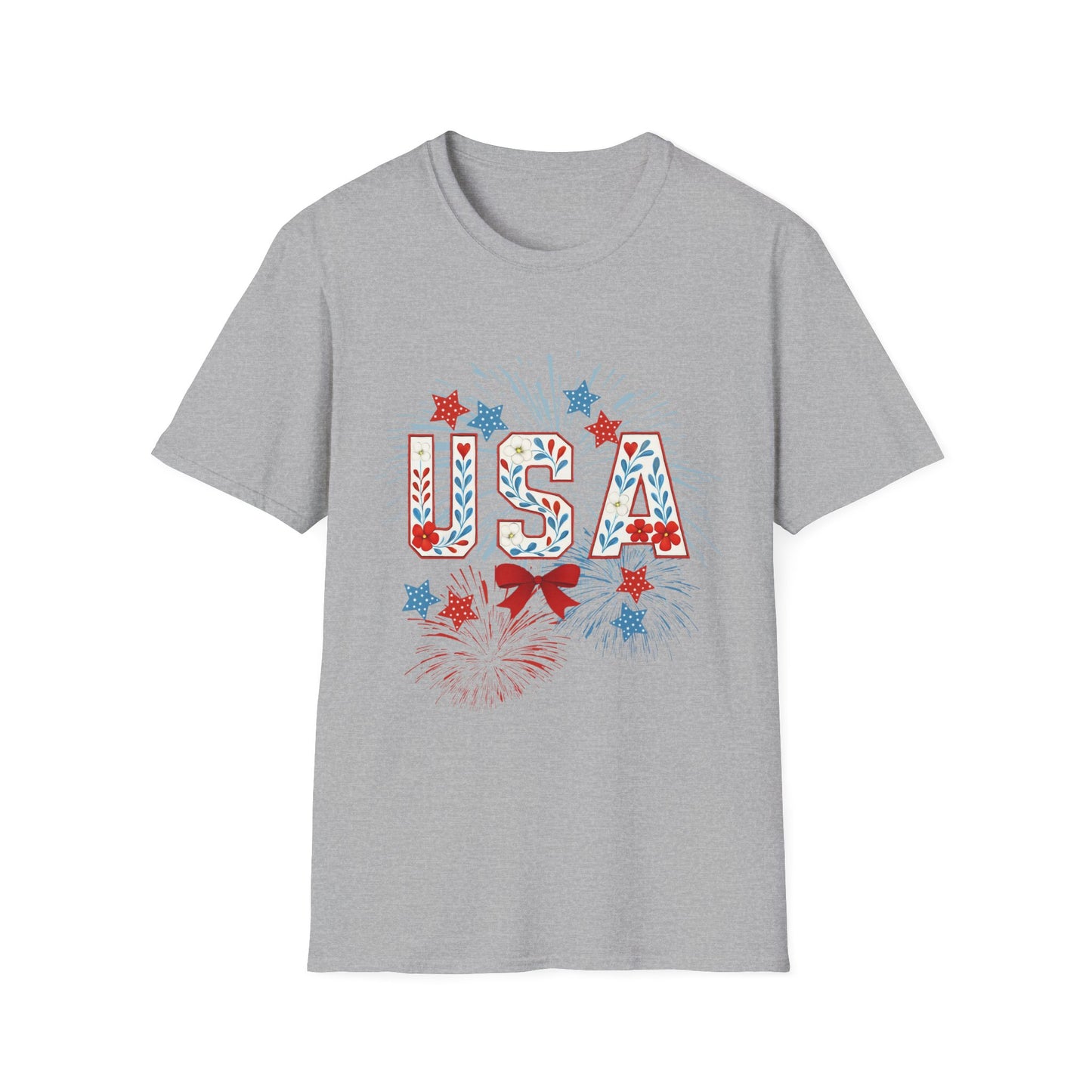 Patriotic USA Fireworks T-Shirt, 4th of July Tee, Unisex Graphic Shirt, Independence Day Apparel, Stars and Stripes Clothing