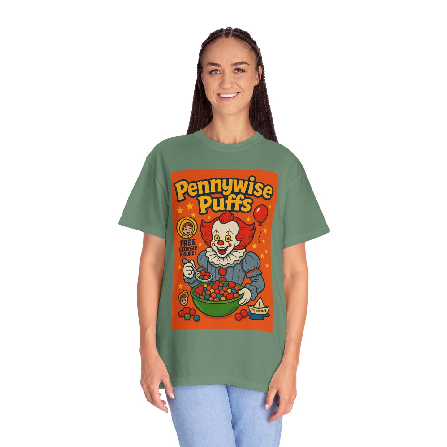 Pennywise Puffs T-Shirt | Unisex Graphic Tee for Horror Fans, Perfect for Halloween, Movie Nights, Gifts, Cosplay