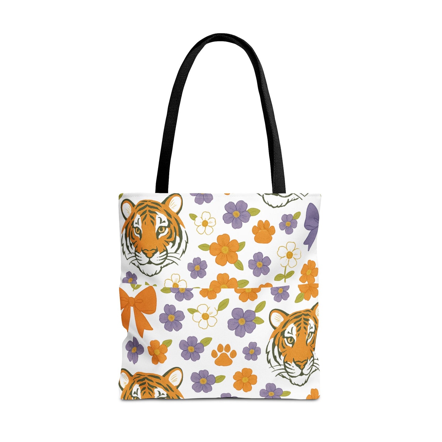 Whimsical Tiger Floral Tote Bag - Clemson Fan Gift, Graduation Gift, Alumni Gift, Cute Eco-Friendly Shopping Bag, Beach Bag, Gift for Animal Lovers, Spring & Summer Accessory