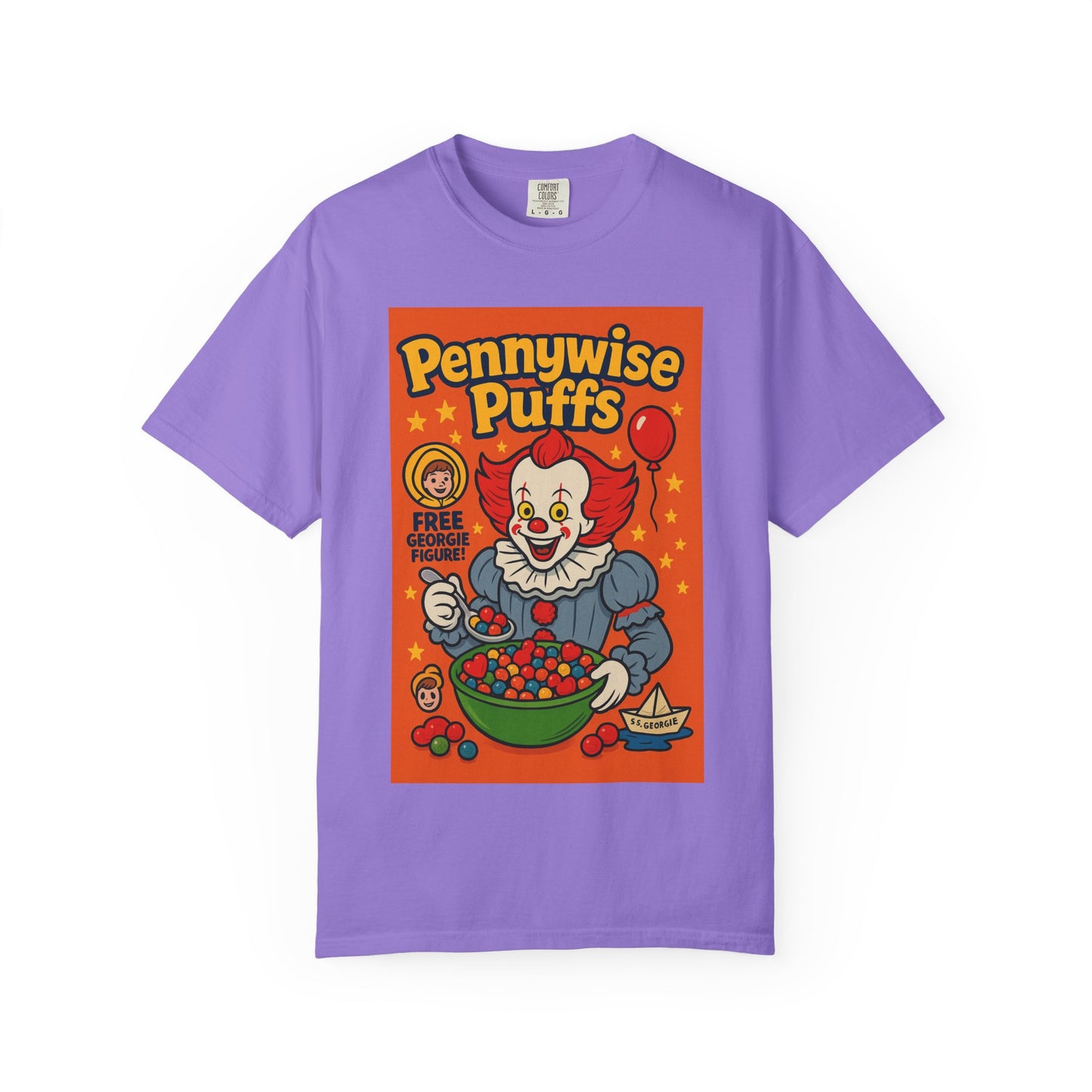 Pennywise Puffs T-Shirt | Unisex Graphic Tee for Horror Fans, Perfect for Halloween, Movie Nights, Gifts, Cosplay