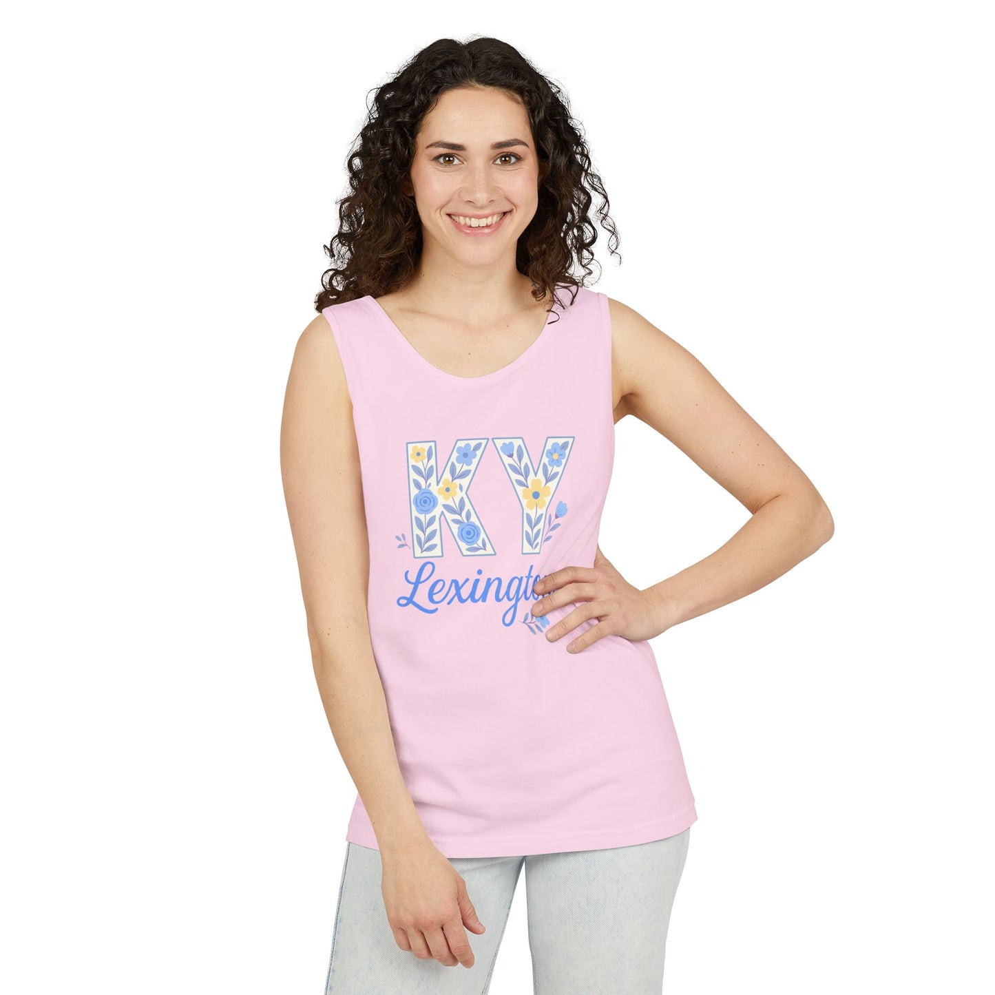 Kentucky Floral Letter Tank Top, Summer Tank, Cute Souvenir, Unisex Summer Apparel, Gift for Her, Comfort Colors, Graduation Gift