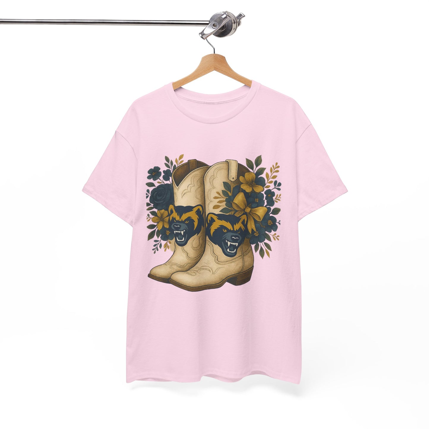 Graphic Tee - Michigan Wolverines Maize and Blue Country Chic Floral Cowboy Boots Vintage Style Shirt