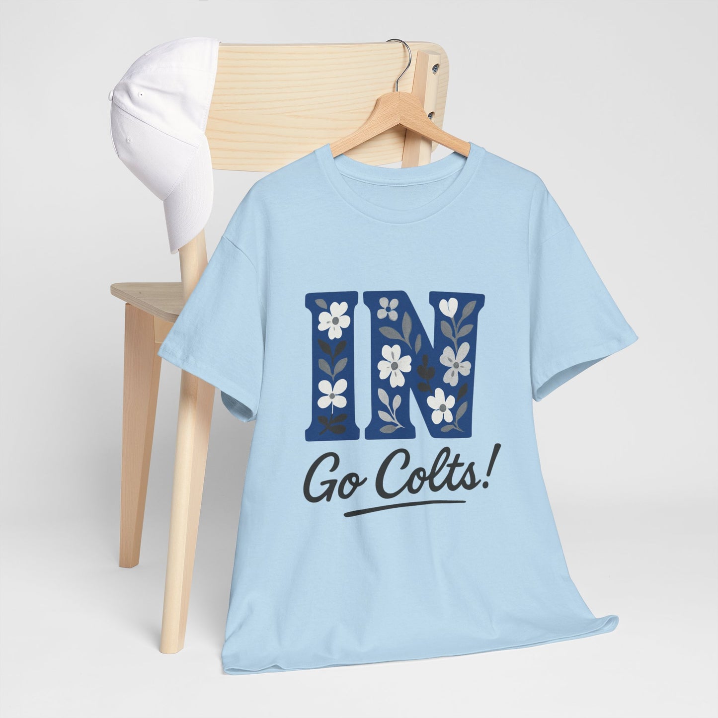 Floral Colts Tee | Unisex Heavy Cotton Tee for Sports Fans, Indiana Pride
