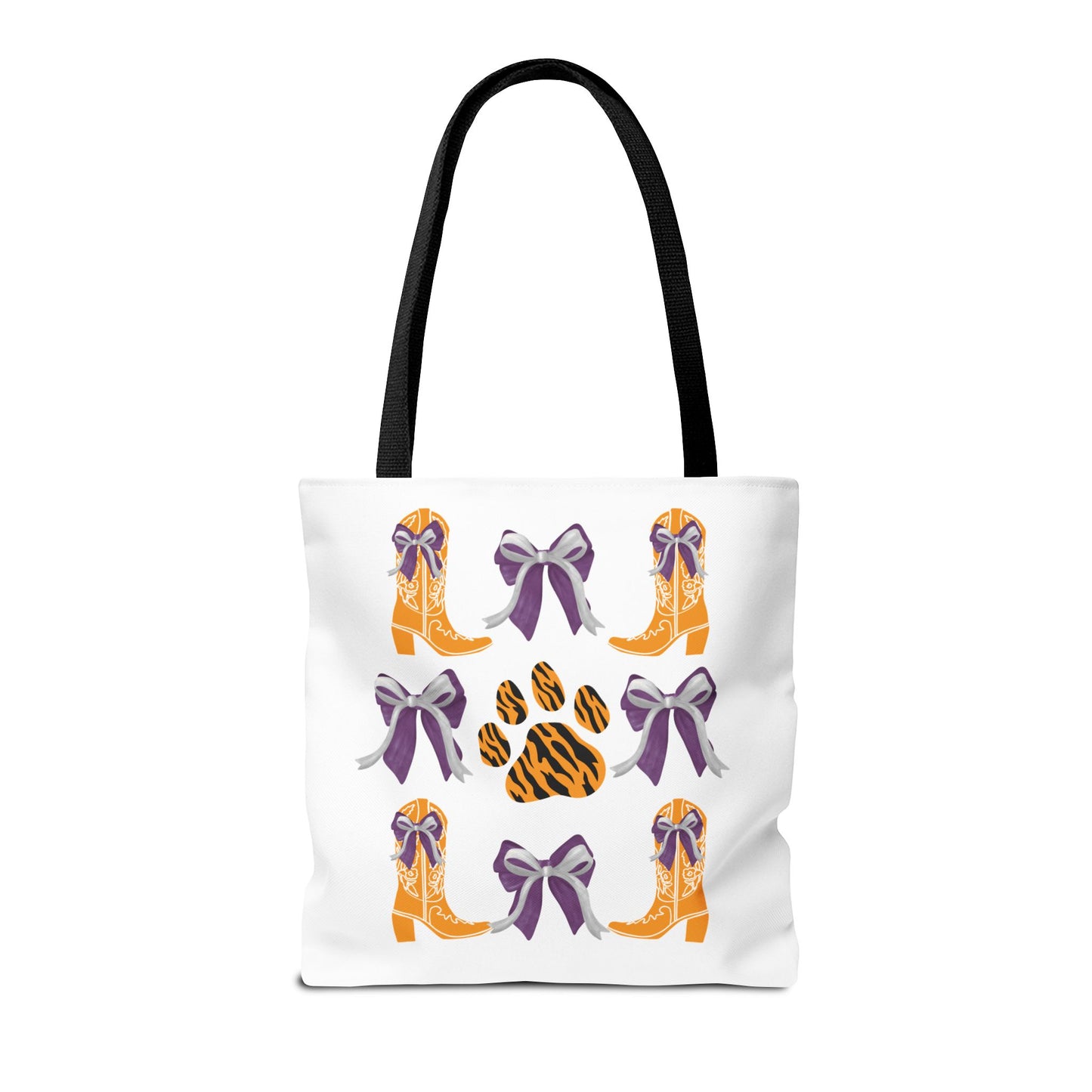 SC Clemson Coquette Bow Tiger Print Tote Bag, Go Tigers, SC Game Day, Clemson, SC, College Student Gift, Graduation Gift, SC Tigers Fan, Clemson Alumni