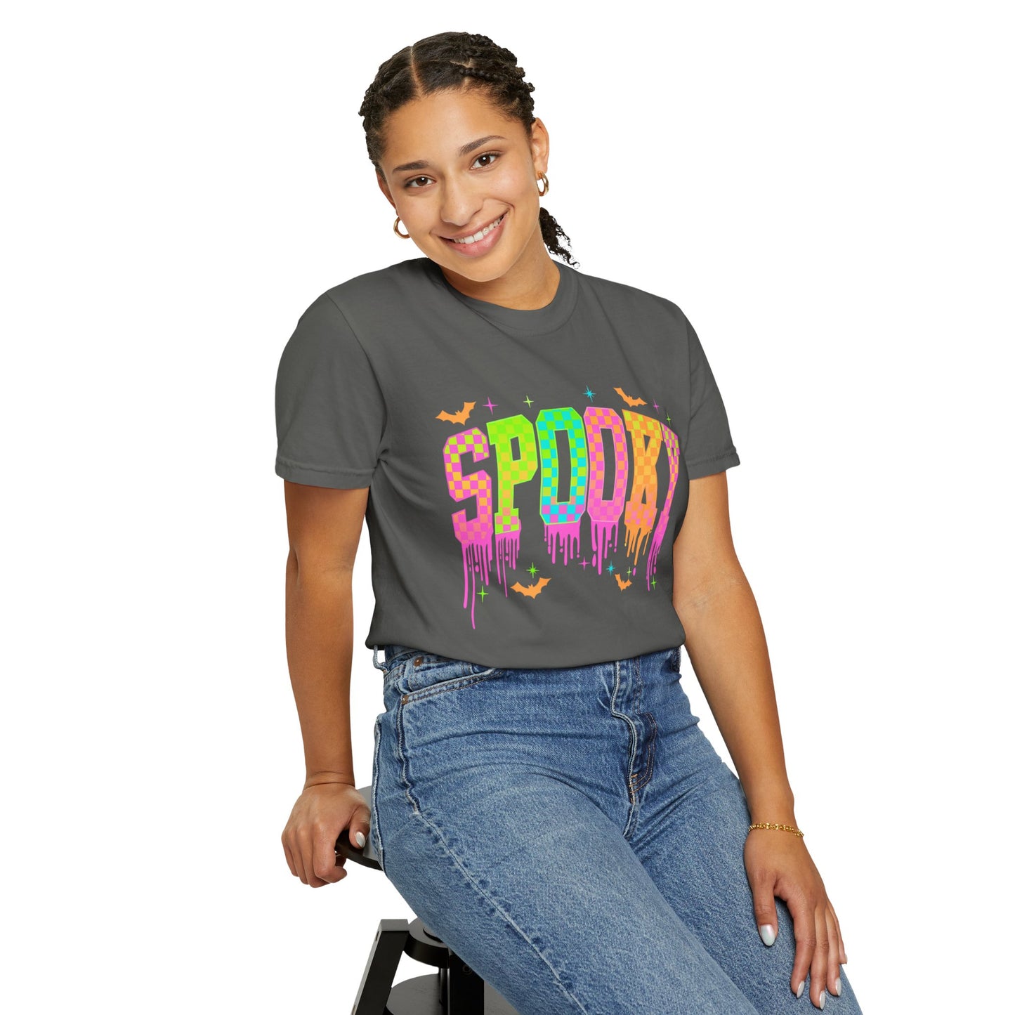Colorful Neon Checkered Spooky T-Shirt