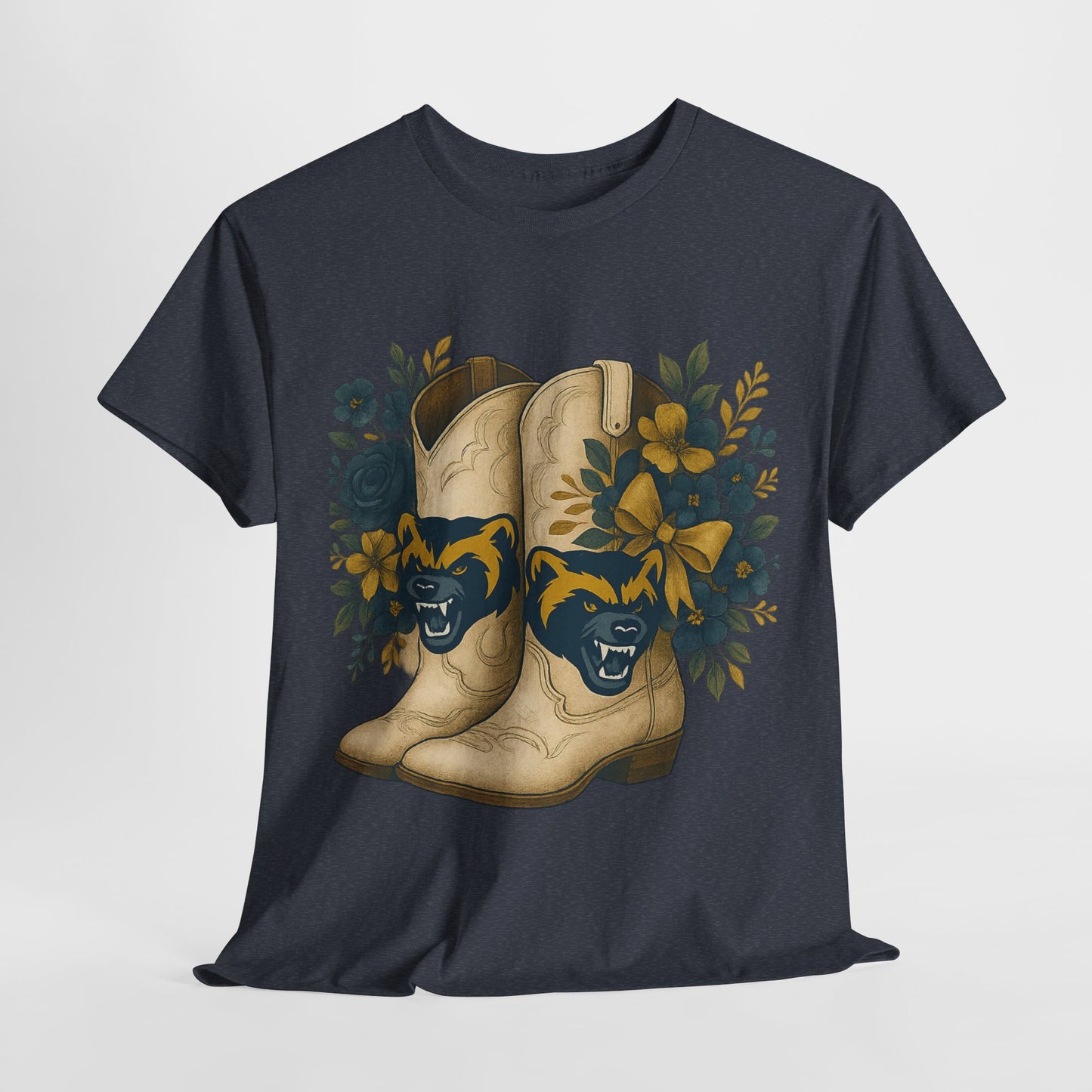Graphic Tee - Michigan Wolverines Maize and Blue Country Chic Floral Cowboy Boots Vintage Style Shirt