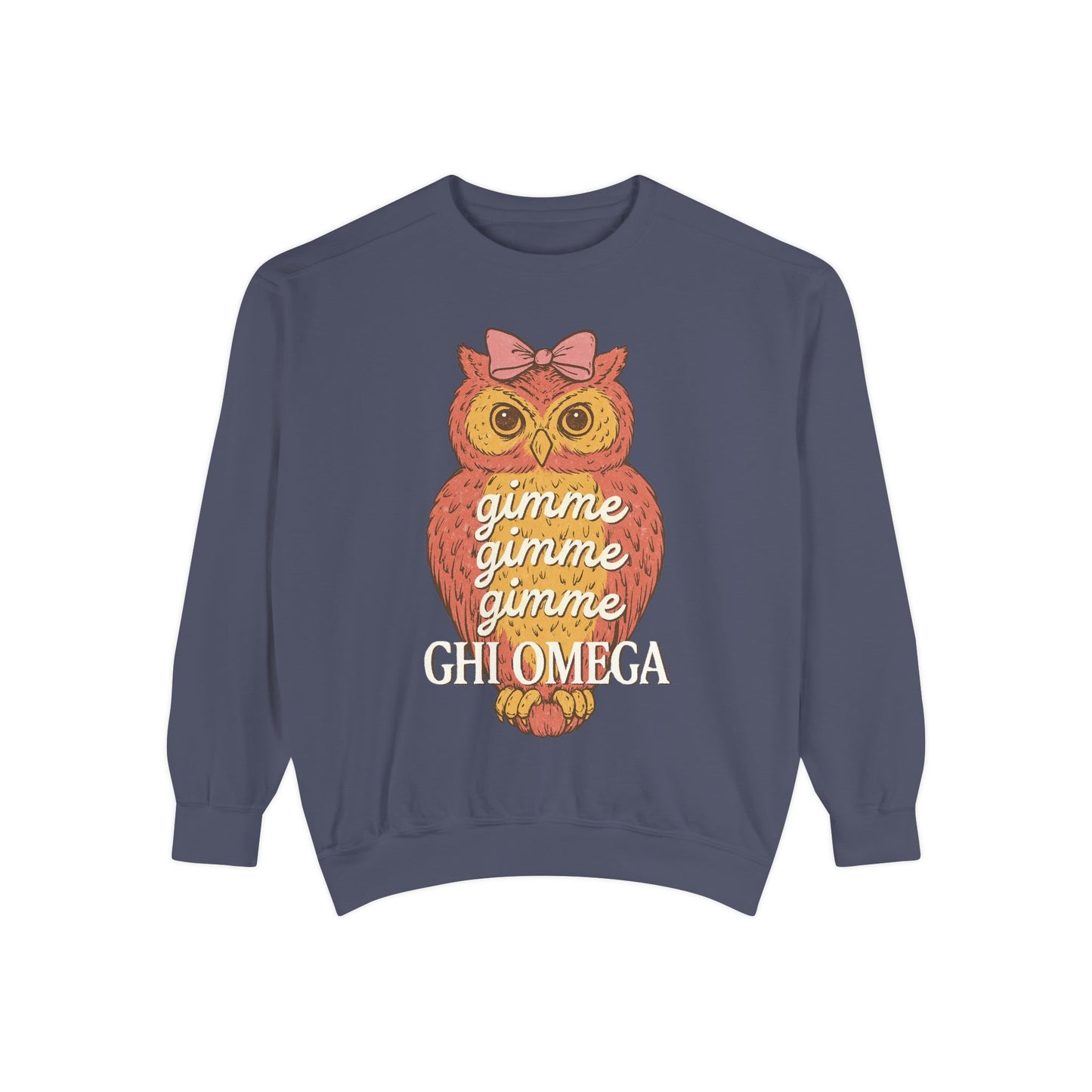 Gimme Gimme Owl Sweatshirt, Unisex Sweatshirt, Sorority Apparel, Cute Owl Design, Cozy Gift, College Sweatshirt