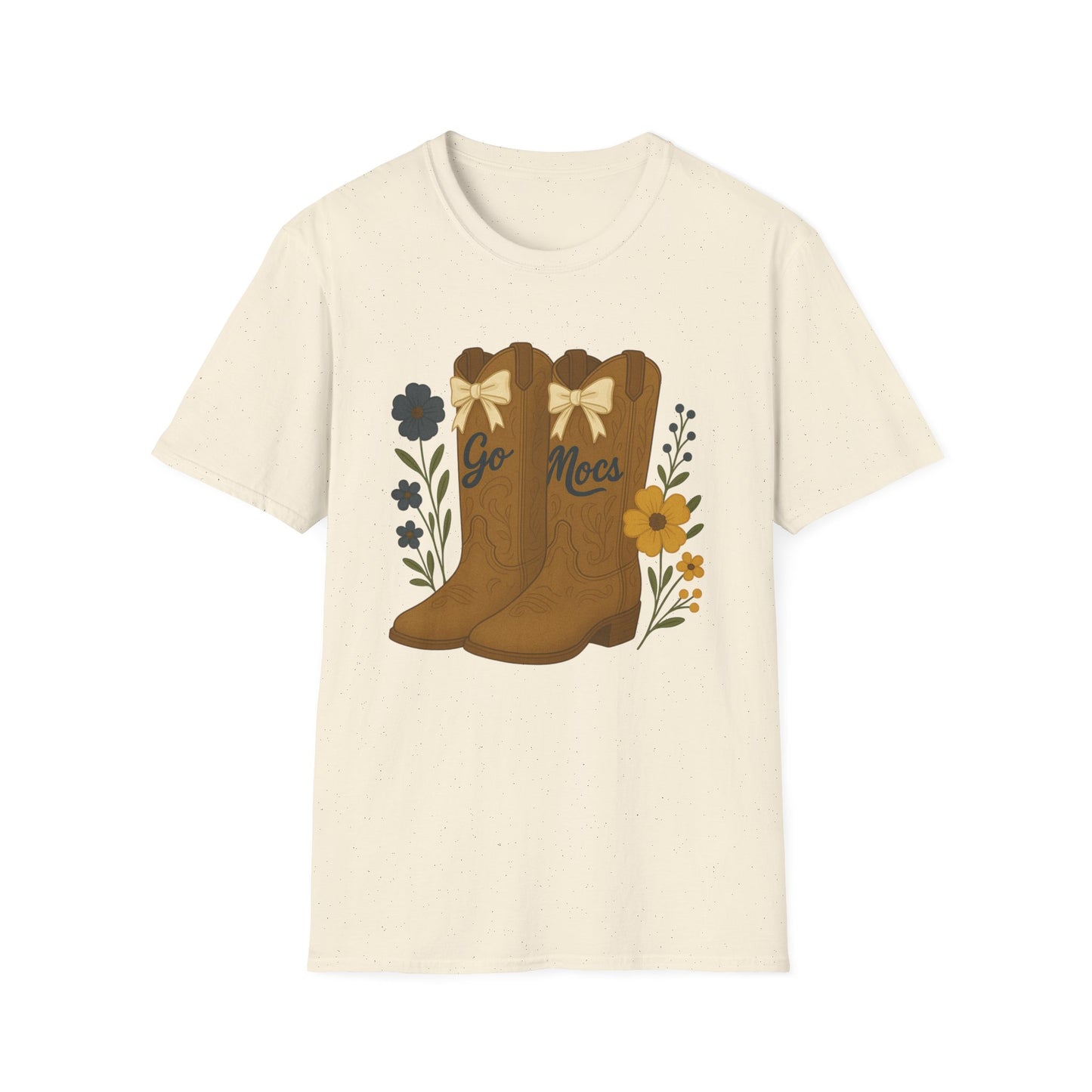 Chatt Mocs Coquette Cowgirl Boot Floral T-Shirt - Go Mocs Design, Casual Wear, Gift for Cowgirls, Western Style, Country Fan Clothing, Go Mocs, chatt tn game day, graduation gift