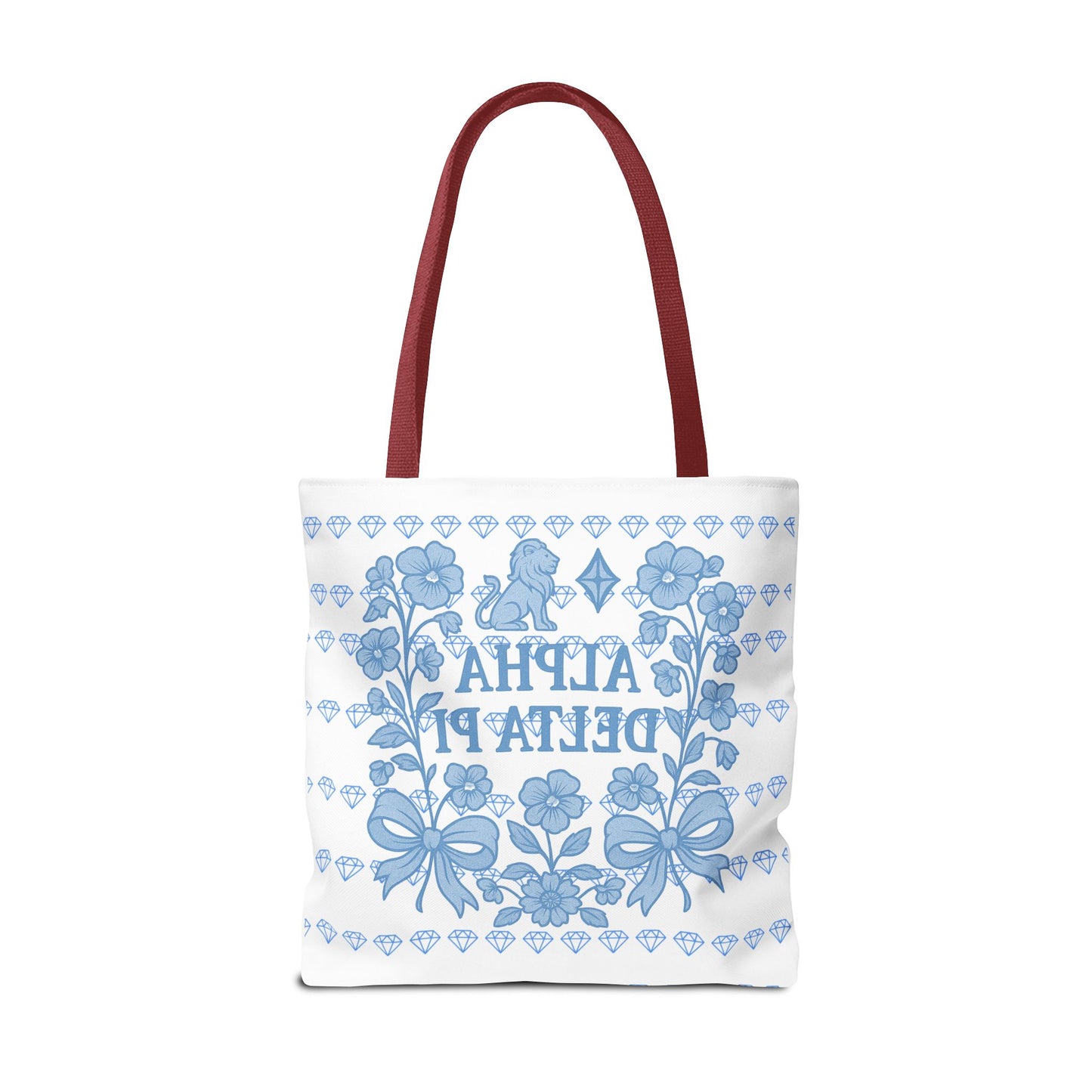 Alpha Delta Pi Floral Tote Bag - Stylish Sorority Accessory, Gift for College Students, Everyday Use, Blue Floral Design, AOP Style