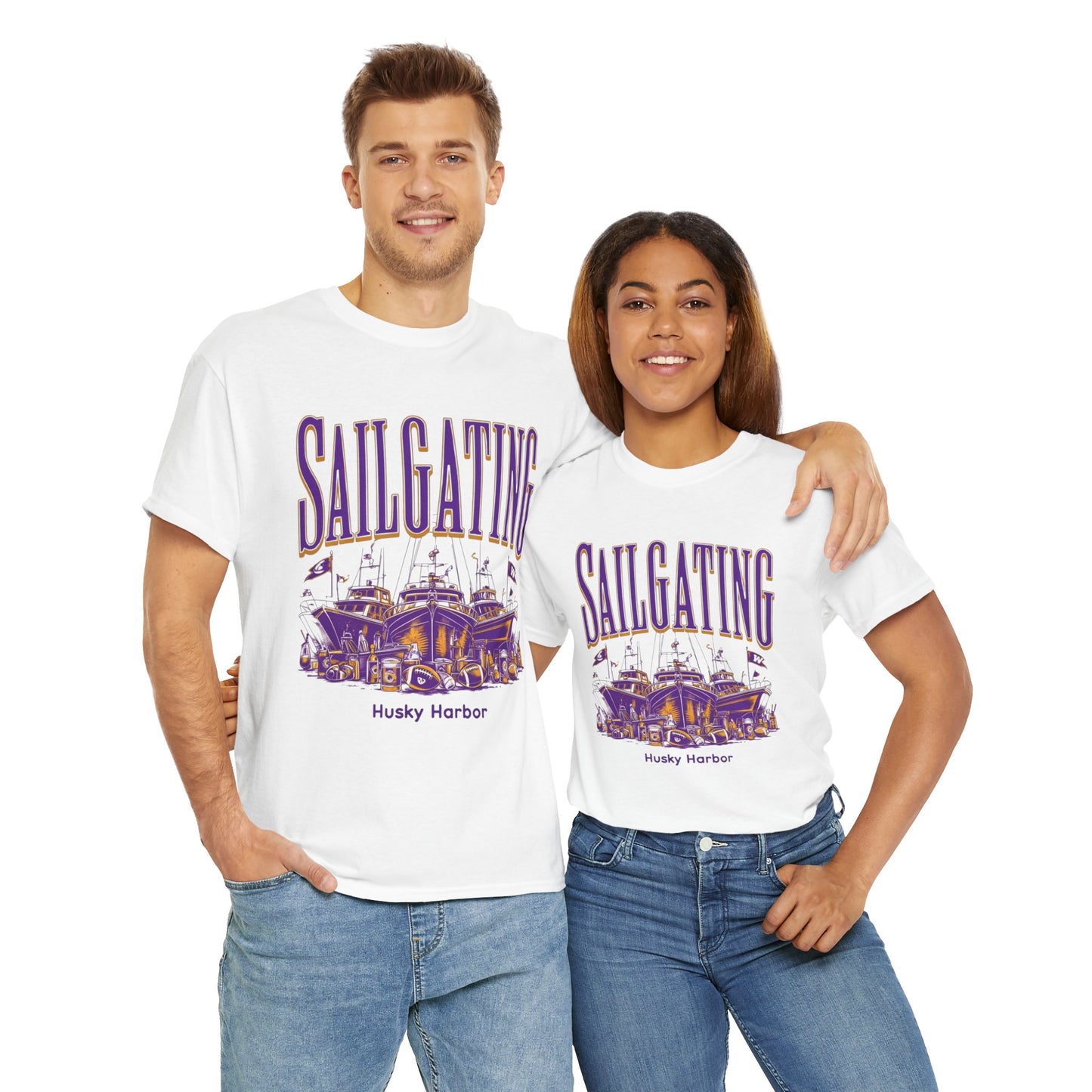 Sailgating Tee - Washington Huskies Unisex Heavy Cotton Shirt
