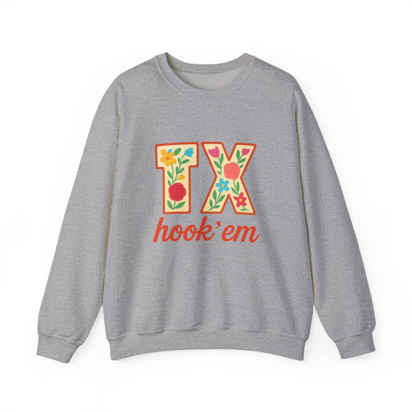 TX Hook'em Unisex Crewneck Sweatshirt | Cozy Texas Pride Apparel, Perfect for Game Day, Casual Outfits, Gifting