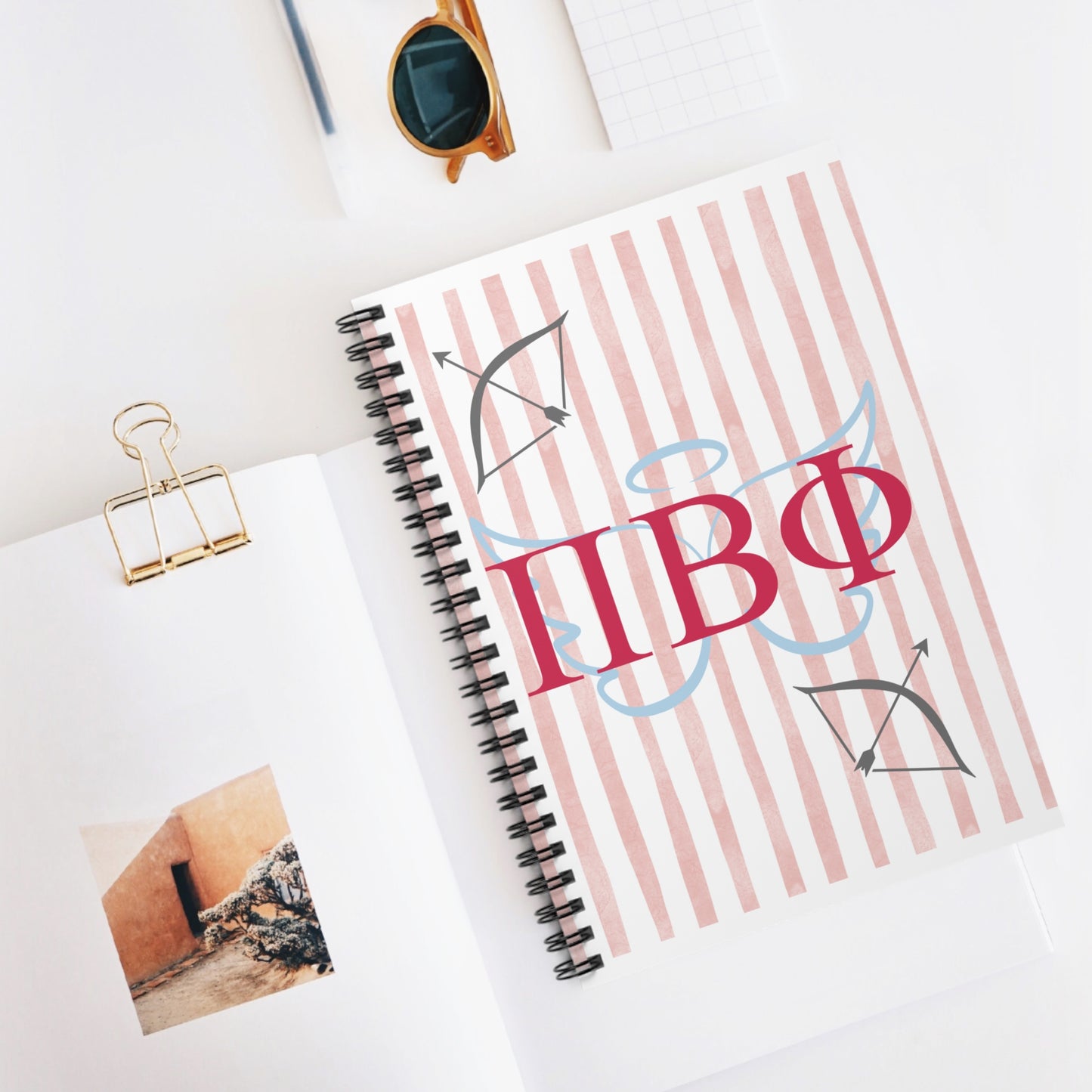 Stylish Spiral Notebook - PBФ Design, Pretty Journal for Notes, School Supplies, Gift for Students, Aesthetic Planner