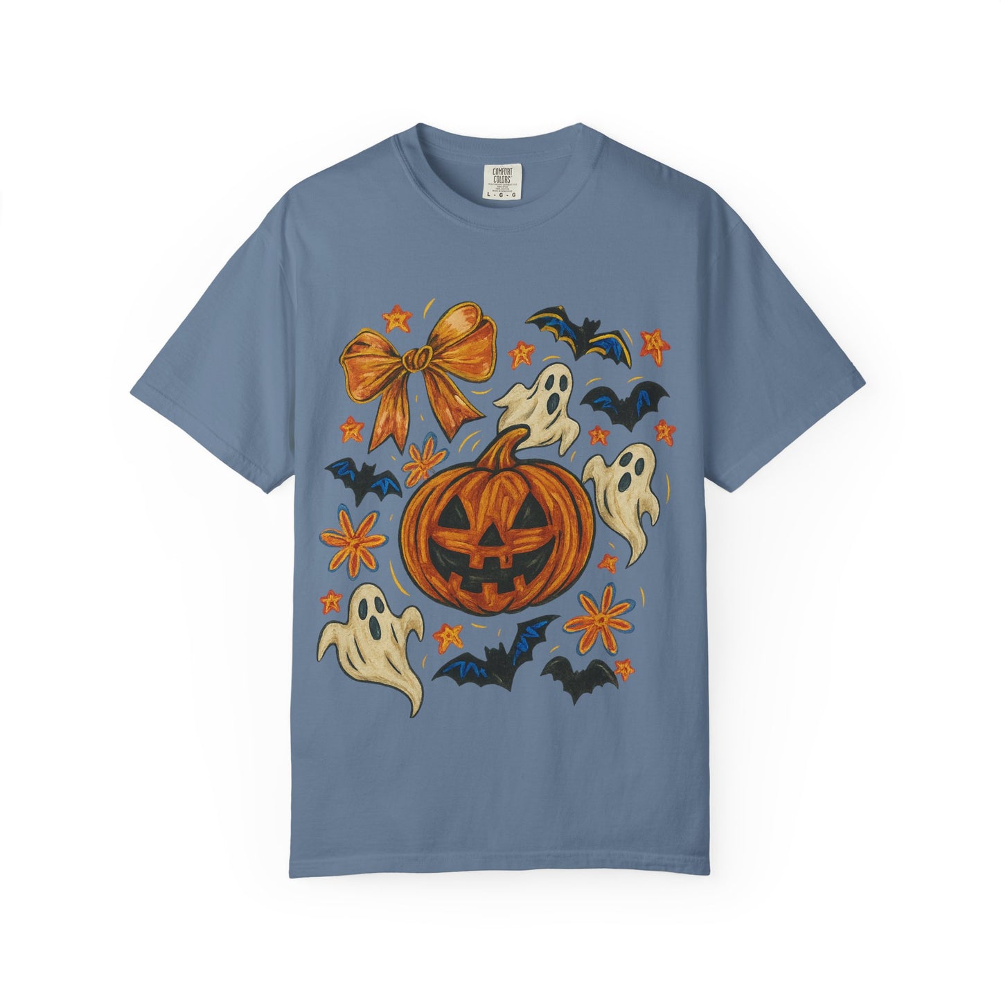 Halloween Ghost & Pumpkin T-shirt, Spooky Season Shirt, Fall Tee, Unisex Halloween Apparel, Ghostly Graphic Tee, Pumpkin Graphic Shirt
