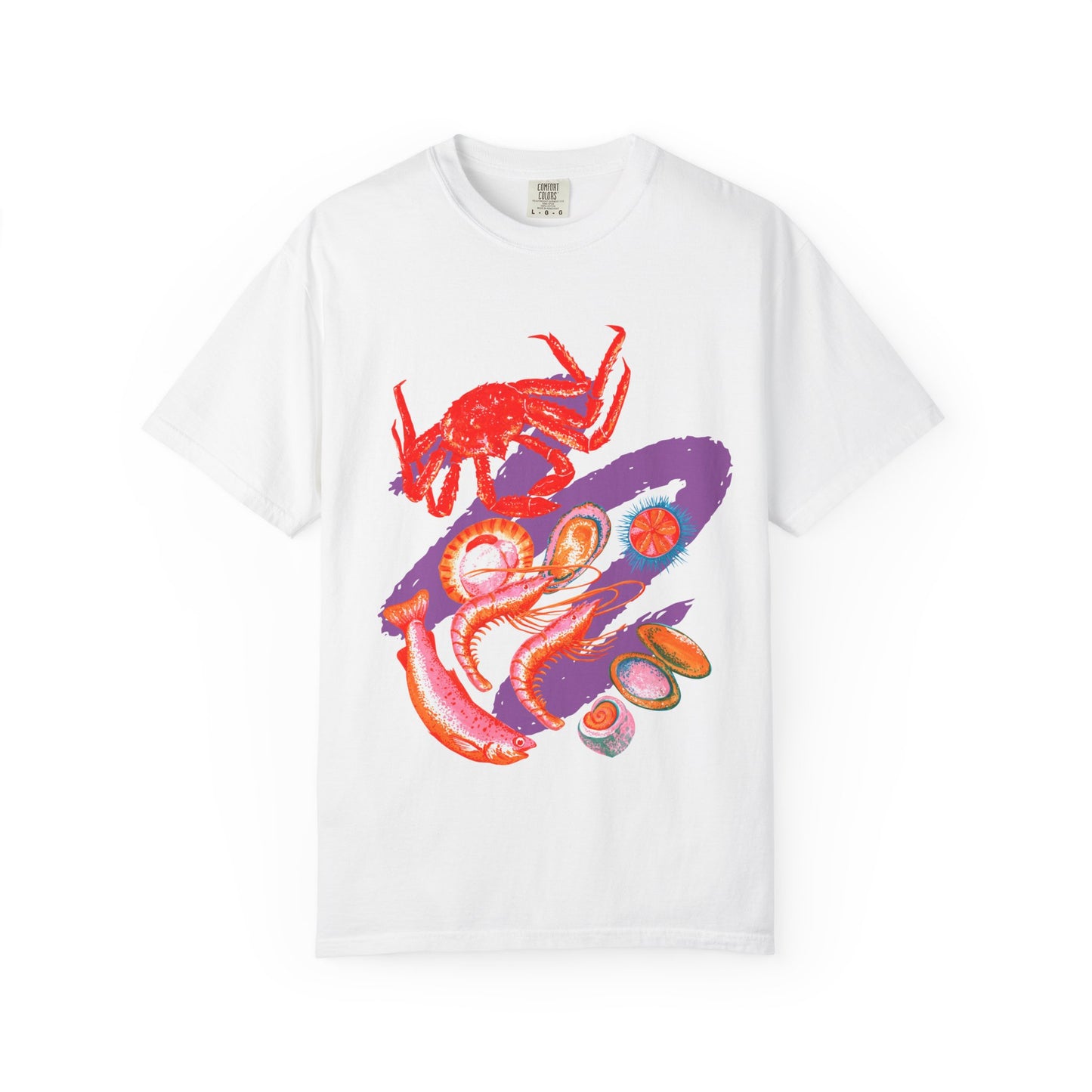 Comfort Colors Vibrant Seafood T-Shirt, French Coastal Tee, Distressed Shirt, Oversized Coquette Aesthetic, Nautical Style
