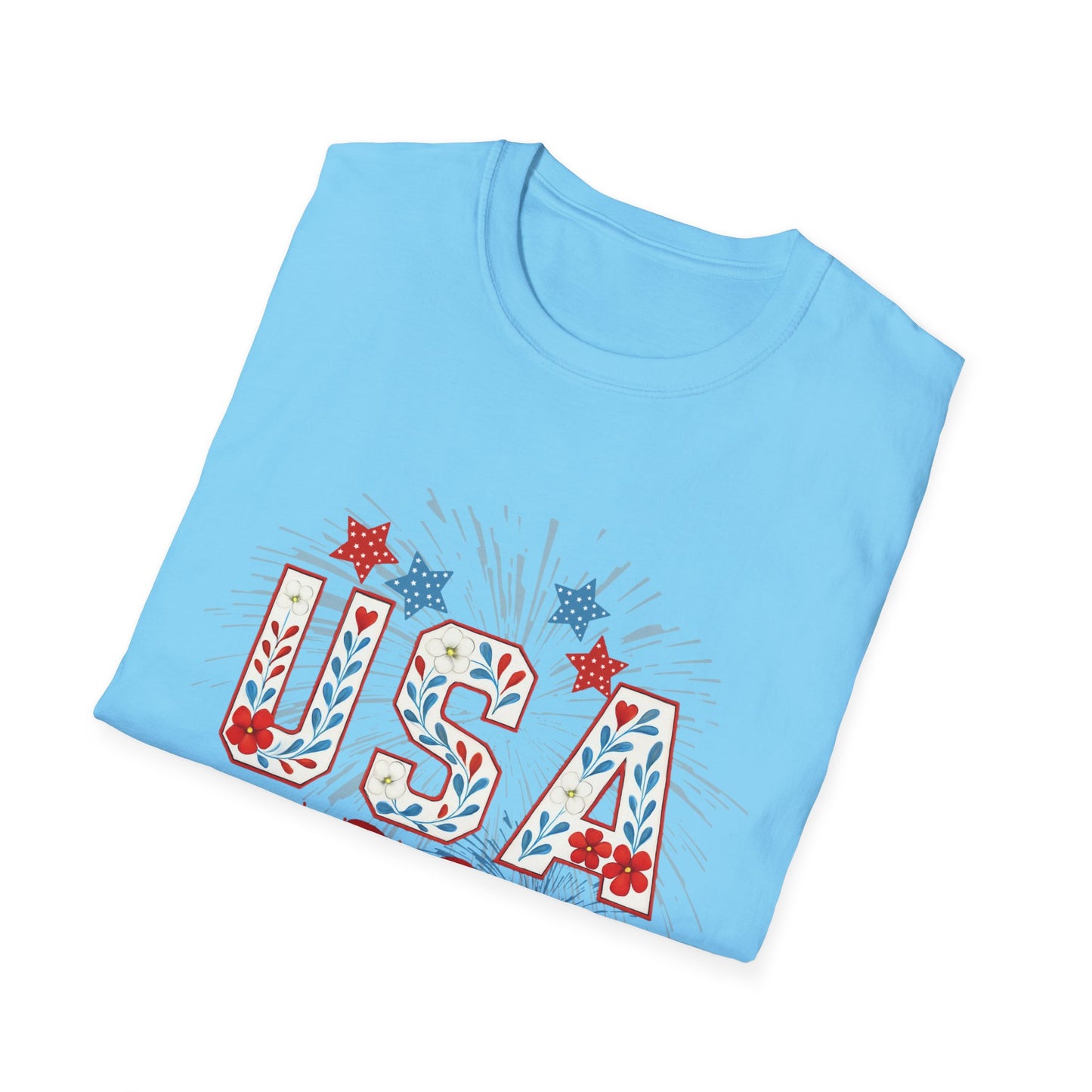 Patriotic USA Fireworks T-Shirt, 4th of July Tee, Unisex Graphic Shirt, Independence Day Apparel, Stars and Stripes Clothing