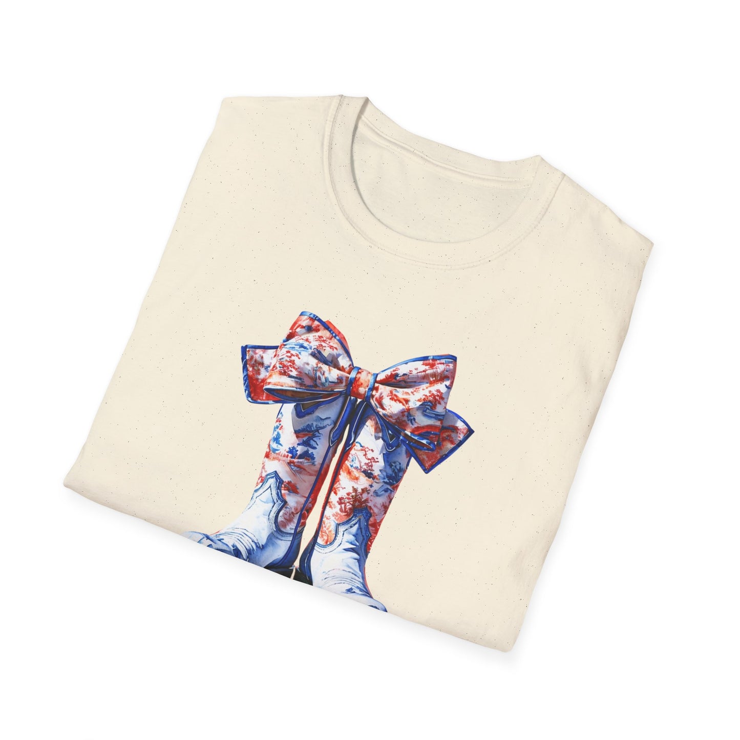 , go Rebs Cheerful Unisex Softstyle T-Shirt with Bow Design | Gift for Sports Fans, Casual Wear, Team Spirit, Game Day Shirt, Cheerleading Top