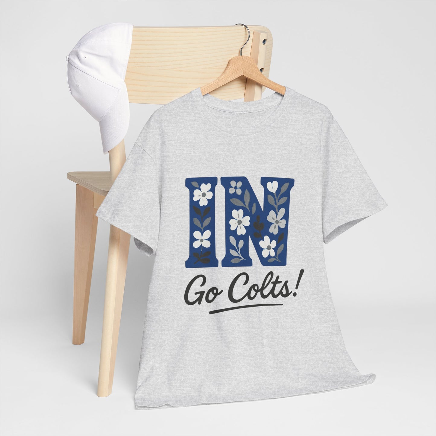 Floral Colts Tee | Unisex Heavy Cotton Tee for Sports Fans, Indiana Pride
