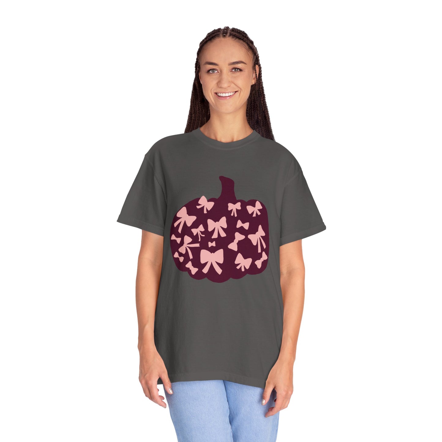 Pumpkin Bow Graphic Tee | Unisex Fall T-Shirt, Halloween Top, Cute Autumn Shirt, Gift for Her, Festival Wear
