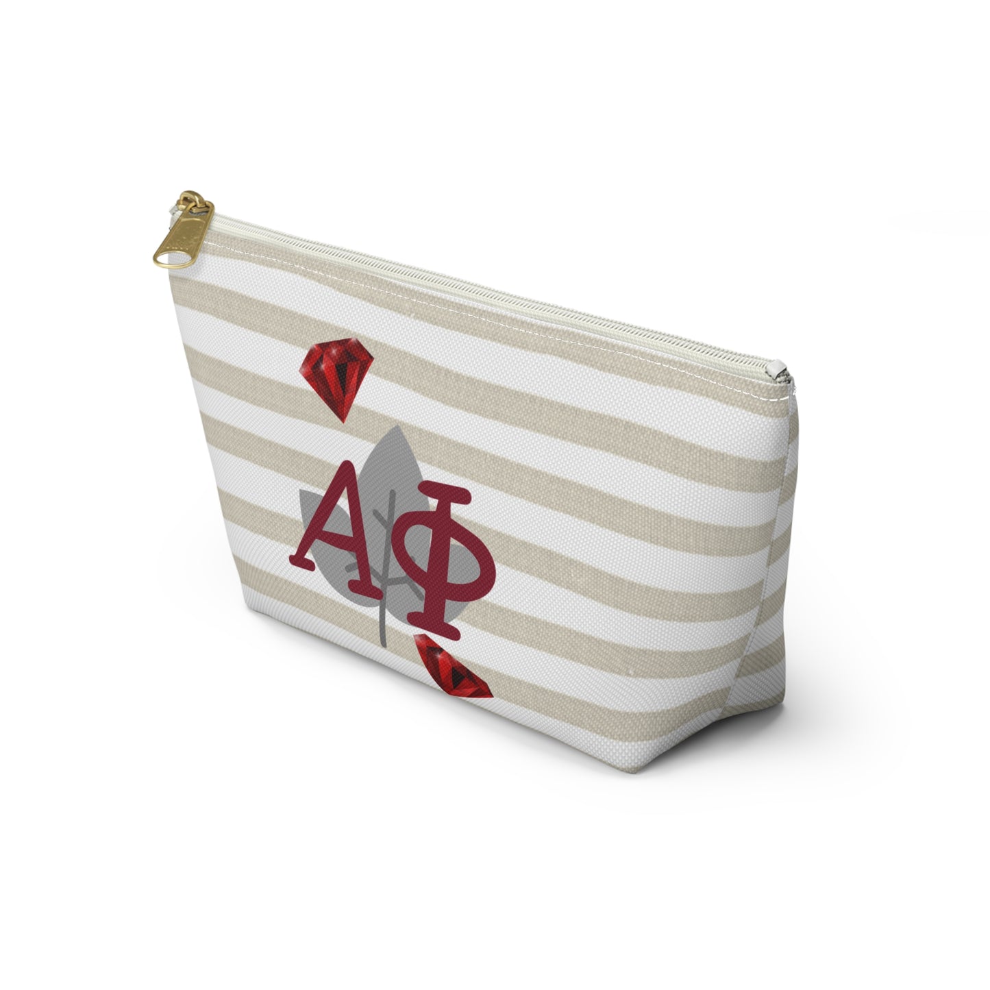 Alpha Phi Chic T-Bottom Accessory Pouch for Sorority Sisters | Makeup Bag, Travel Organizer, Gift for Graduates, Fun Storage