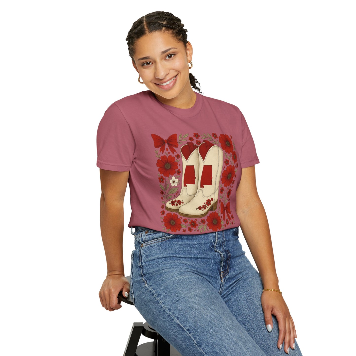 Vintage Cowboy Boots Floral Unisex T-shirt - Alabama Fan, Bama Game Day