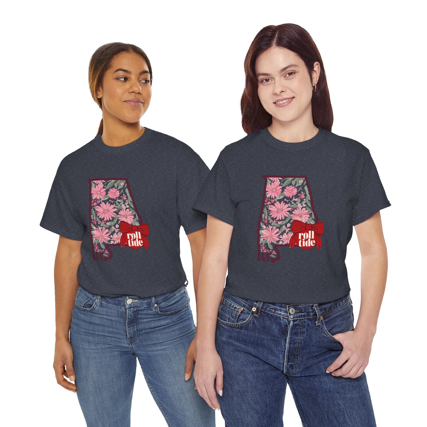 Floral Alabama Tee - Roll Tide Unisex Heavy Cotton T-Shirt, Casual Wear, Game Day Outfit, College Apparel, Southern Pride