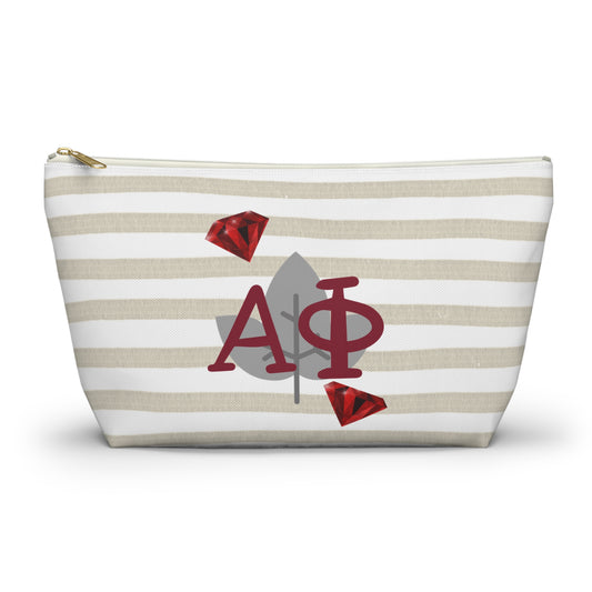 Alpha Phi Chic T-Bottom Accessory Pouch for Sorority Sisters | Makeup Bag, Travel Organizer, Gift for Graduates, Fun Storage