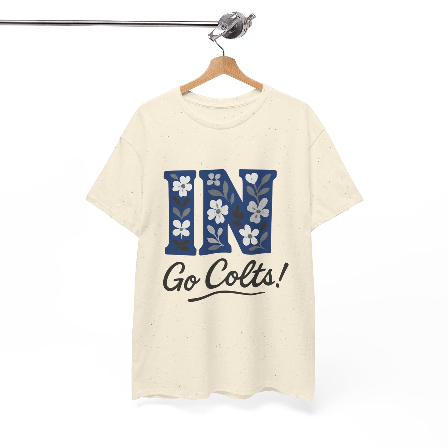 Floral Colts Tee | Unisex Heavy Cotton Tee for Sports Fans, Indiana Pride
