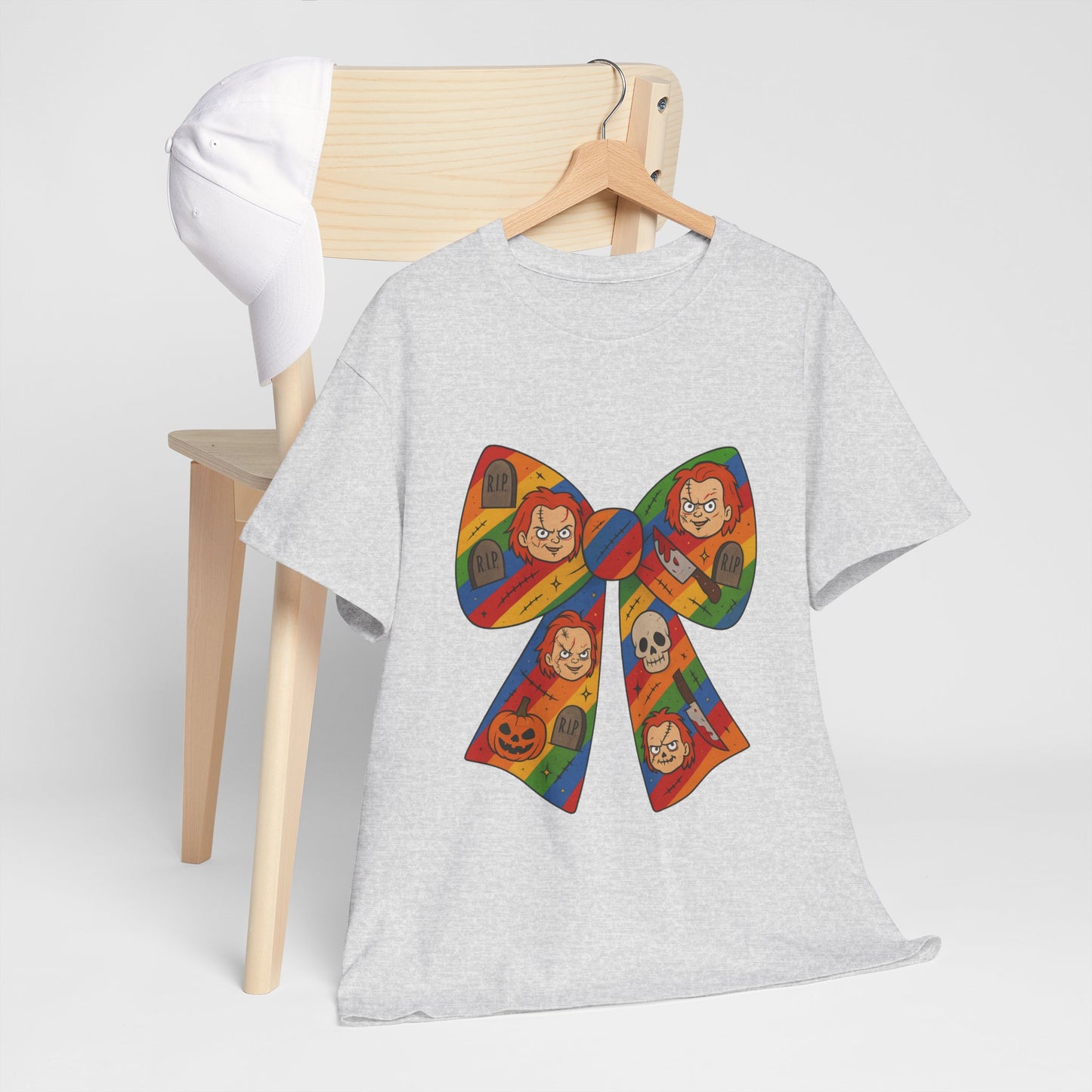 Colorful Halloween Bow Tee, Fun Costume T-Shirt, Halloween Party Shirt, Unisex Graphic Tee, Cozy Everyday Wear, Unique Gift Idea
