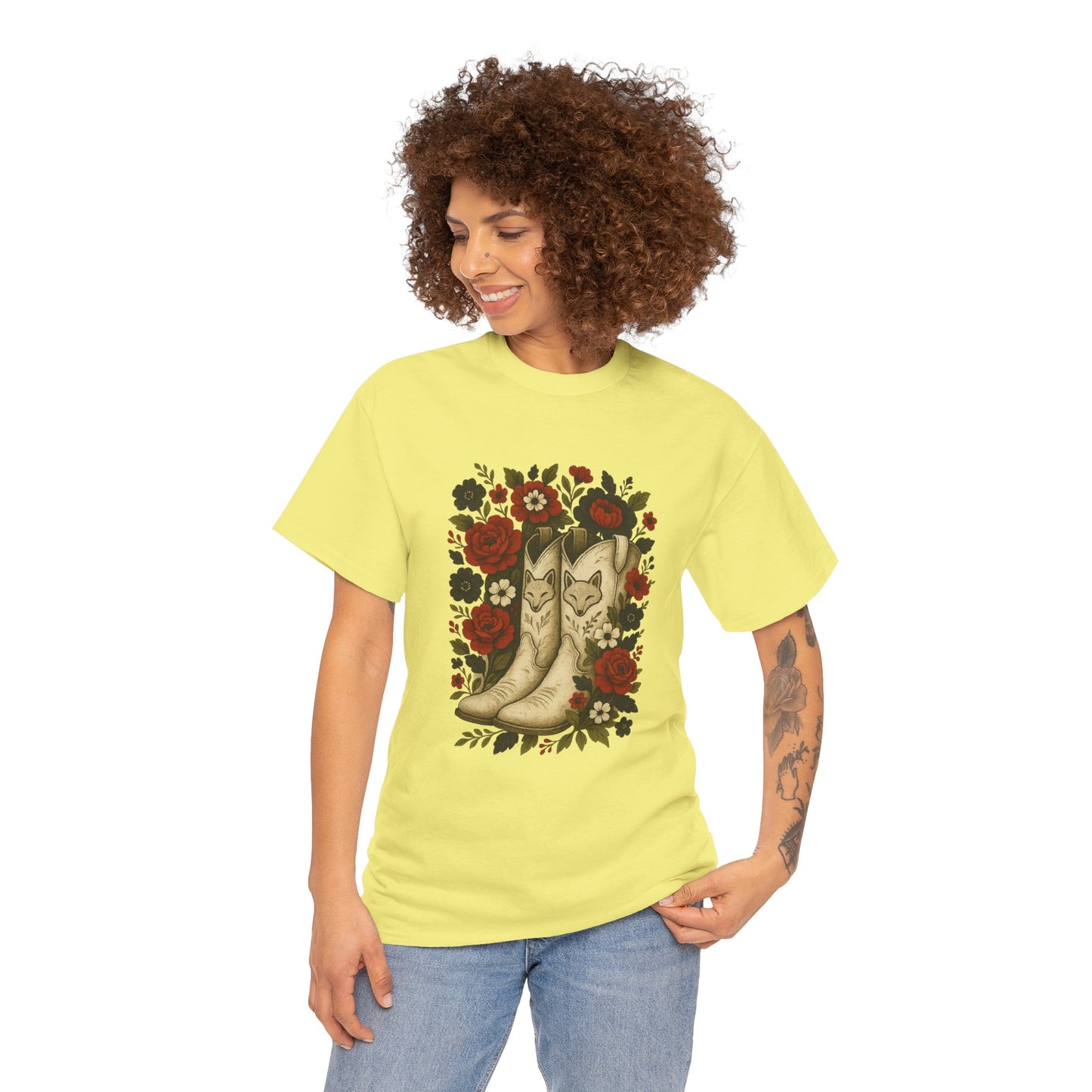 AR State Red Wolves Vintage Floral Cowboy Boots Tee