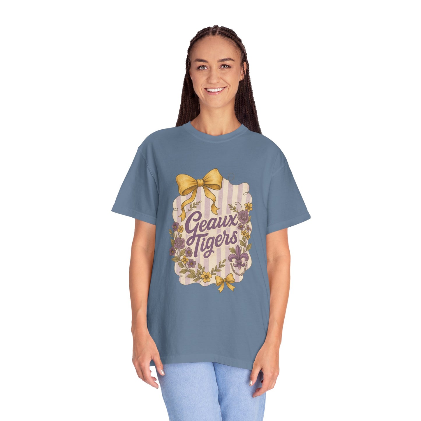 Geaux Tigers Floral T-Shirt, Unisex Casual Tee, Game Day Apparel, Spring Outfit, LSU Fan Gear